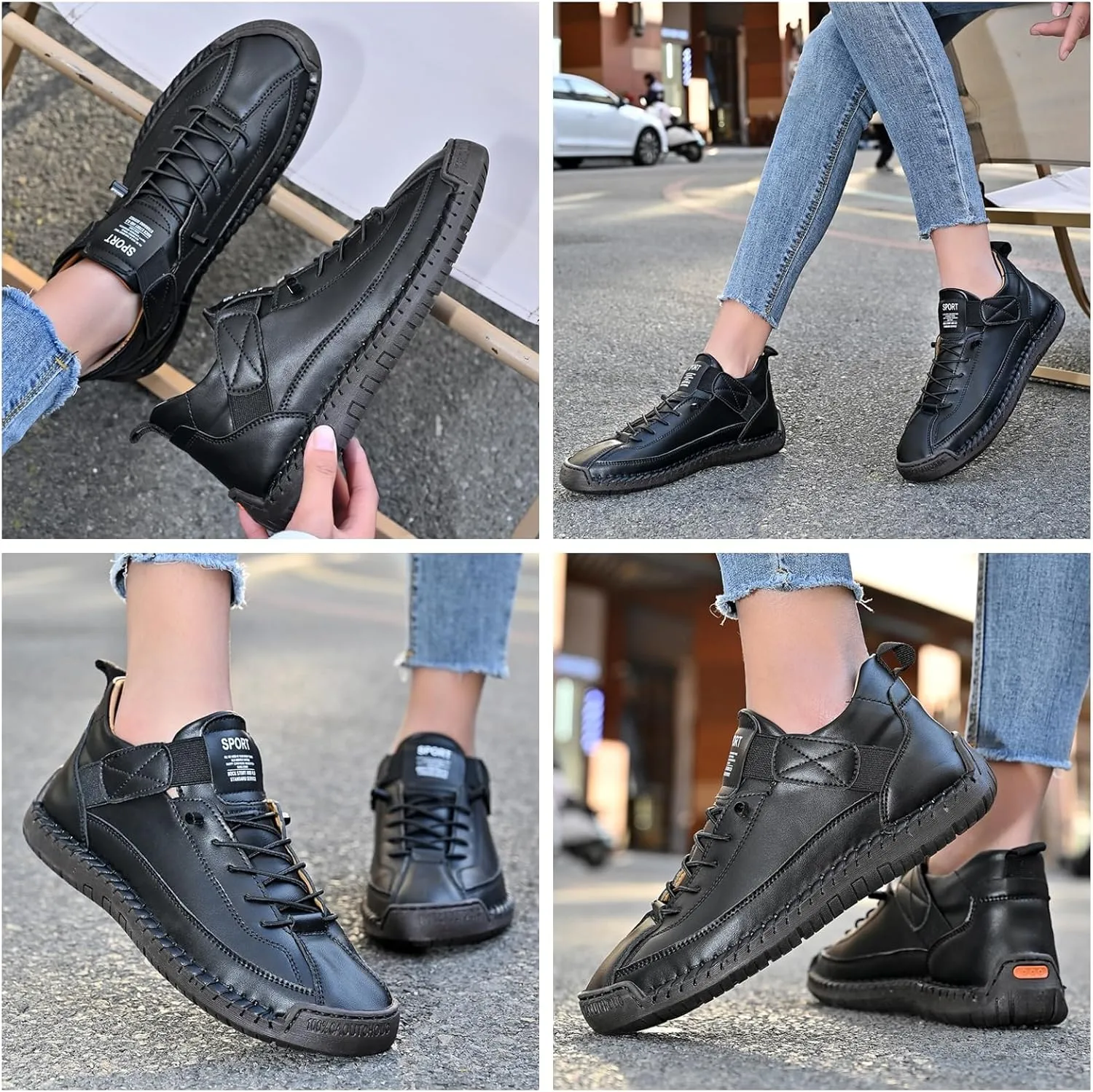 Womens Casual Shoes Ankle Chukka Boots Slip On Breathable Loafers Handmade Fashion Sneakers Mid top Walking Driving Flats Shoes