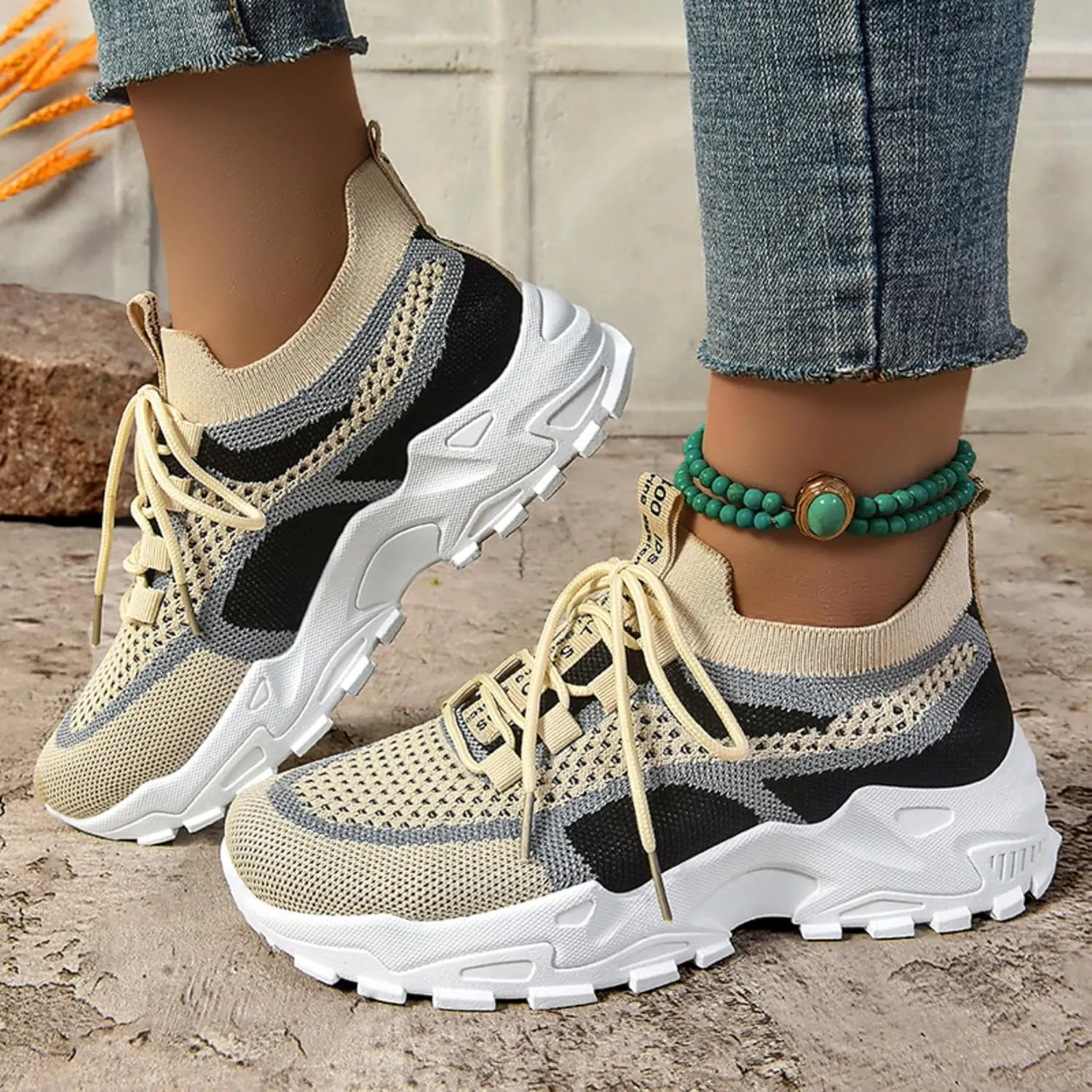 Women’s Casual Sneakers Slip-Resistant Lightweight Breathable Shoes for Walking, Gym, Travel | Flexible Sock Design with Abrasion-Resistant Sole