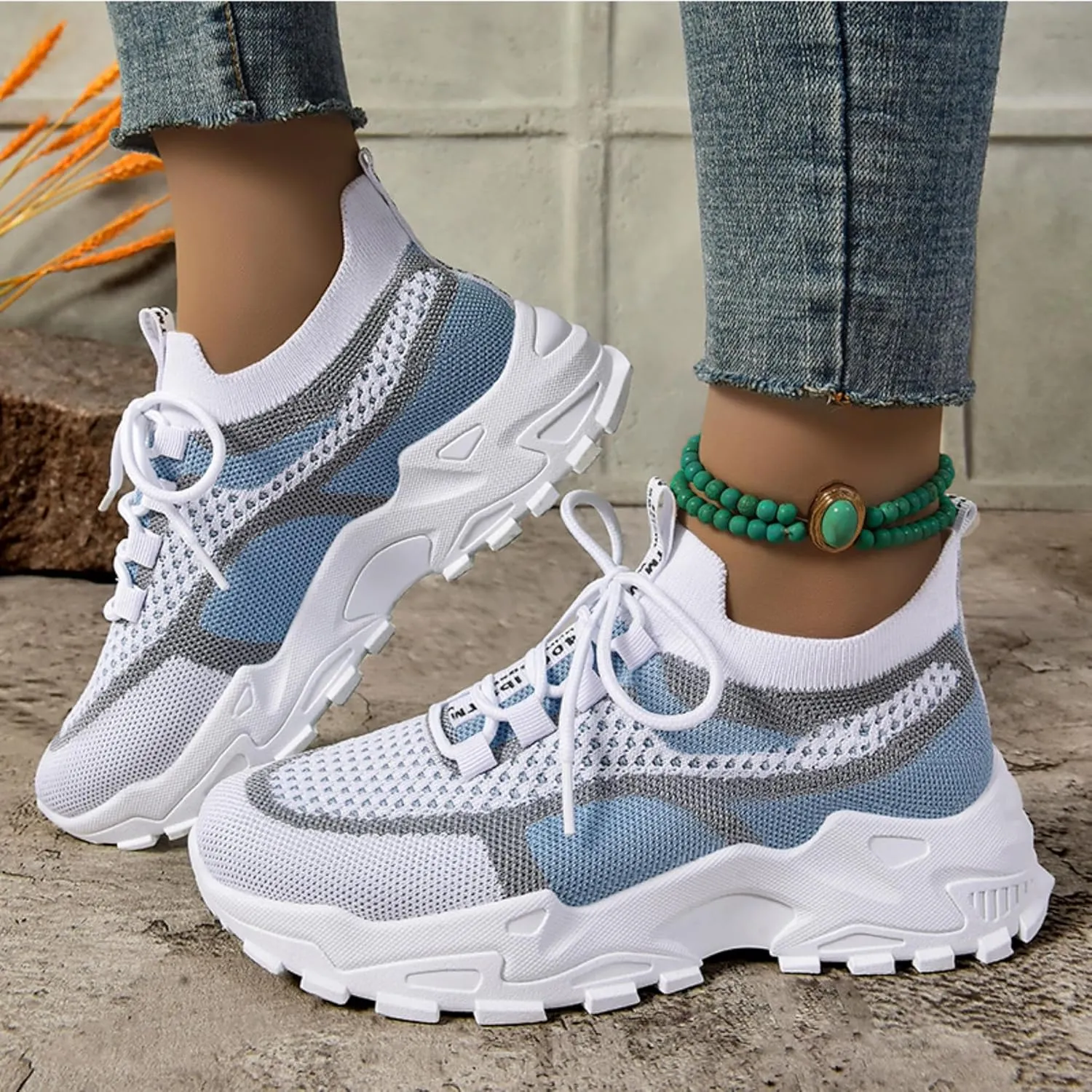 Women’s Casual Sneakers Slip-Resistant Lightweight Breathable Shoes for Walking, Gym, Travel | Flexible Sock Design with Abrasion-Resistant Sole