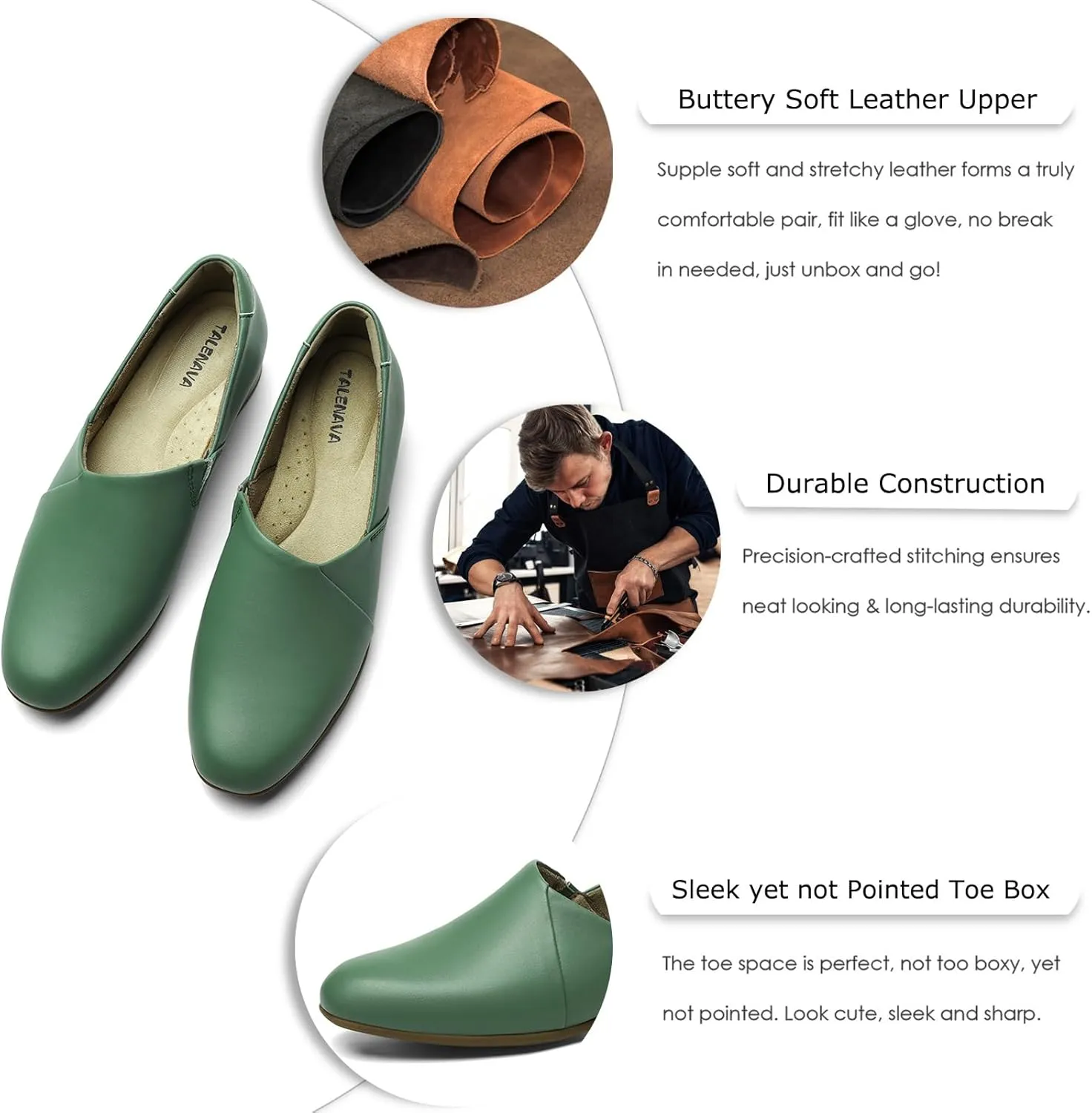 Women's Classic Comfort Dress Shoes Casual Leather Loafers Flats Cute Versatile Slip-Ons Everyday Work Shoes