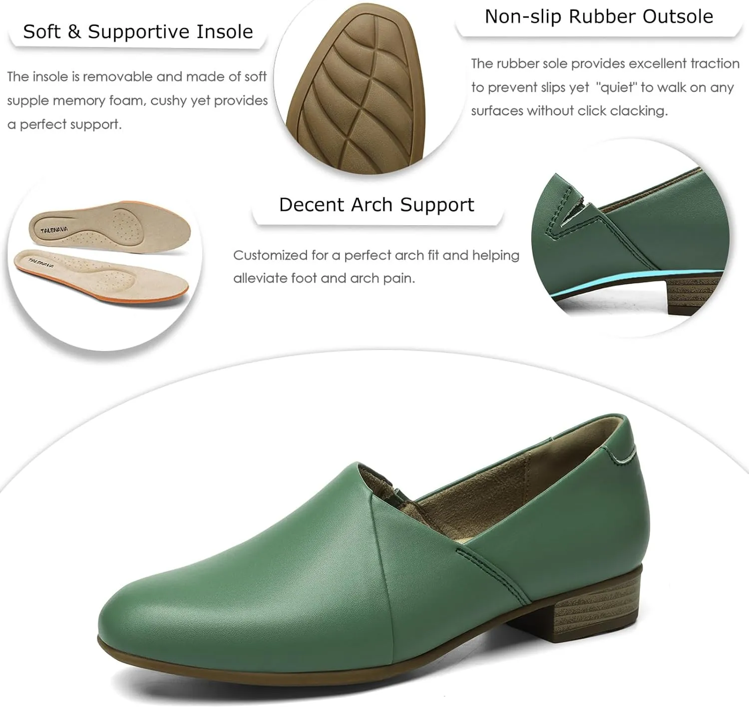Women's Classic Comfort Dress Shoes Casual Leather Loafers Flats Cute Versatile Slip-Ons Everyday Work Shoes