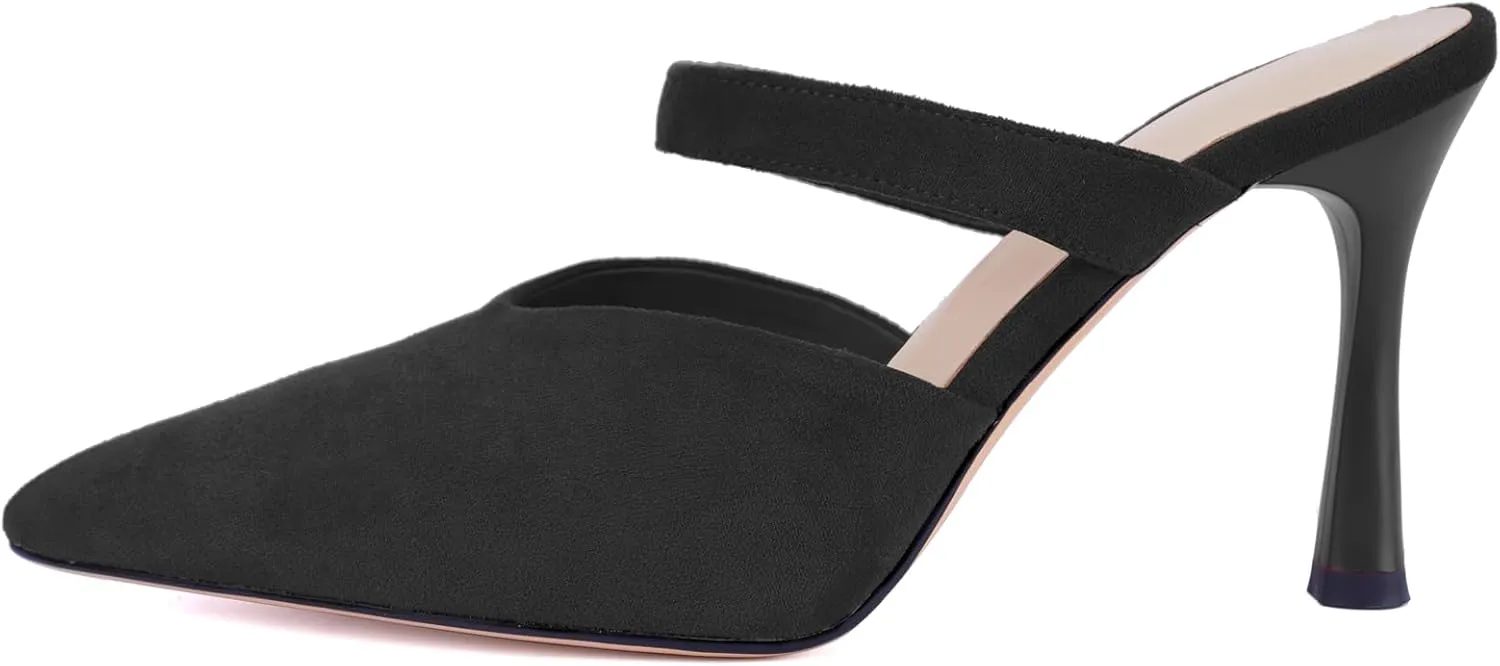 Women's Comfortable Mesh Mule Heels - Pointed Toe, Arch Support & Memory Foam Insole for All-Day Wear