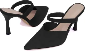 Women's Comfortable Mesh Mule Heels - Pointed Toe, Arch Support & Memory Foam Insole for All-Day Wear