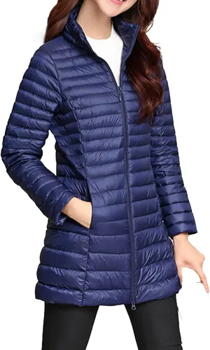 Women's Down Long Hooded Jacket Lightweight Warm Puffer Coat Bubble Coat Packable Hooded Puffer Jacket