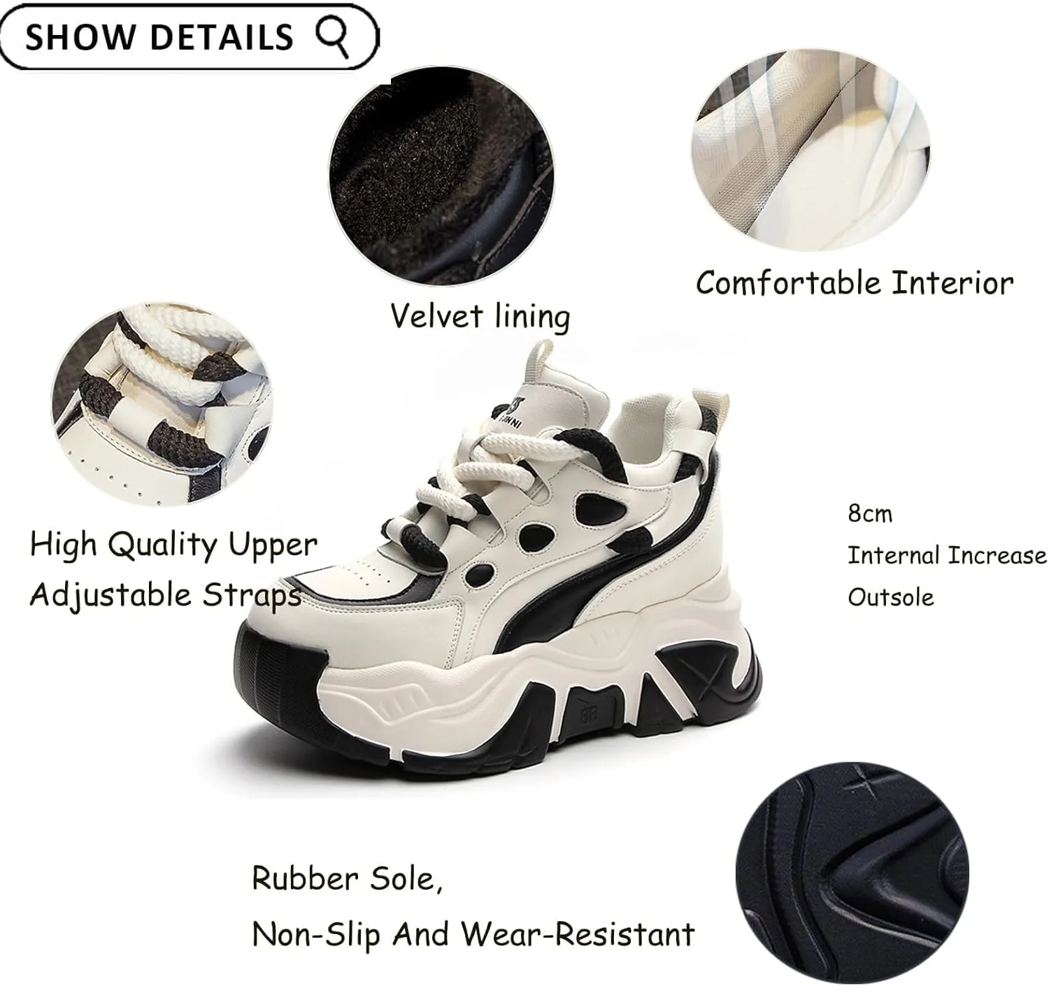 Women's Fashion Leather Chunky Platform Sneakers,Lace Up Winter Fur Lined Stylish Comfortable Wedge Walking Dad Shoes Sneakers