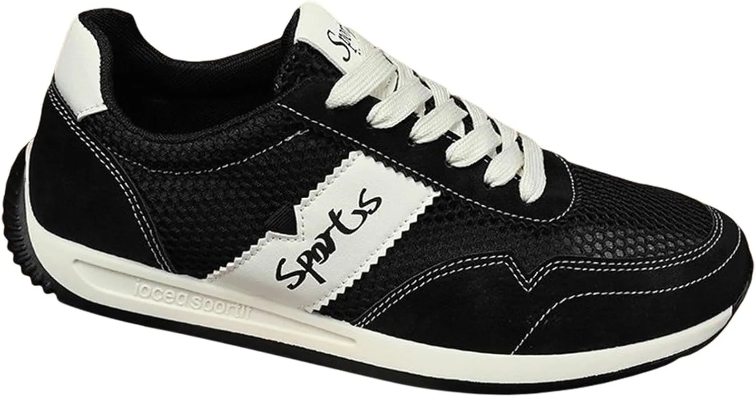 Women's Fashion Sneakers Trendy Lace Up Tennis Shoes Low Top Walking Sneaker Retro Trainers Casual Running Shoes