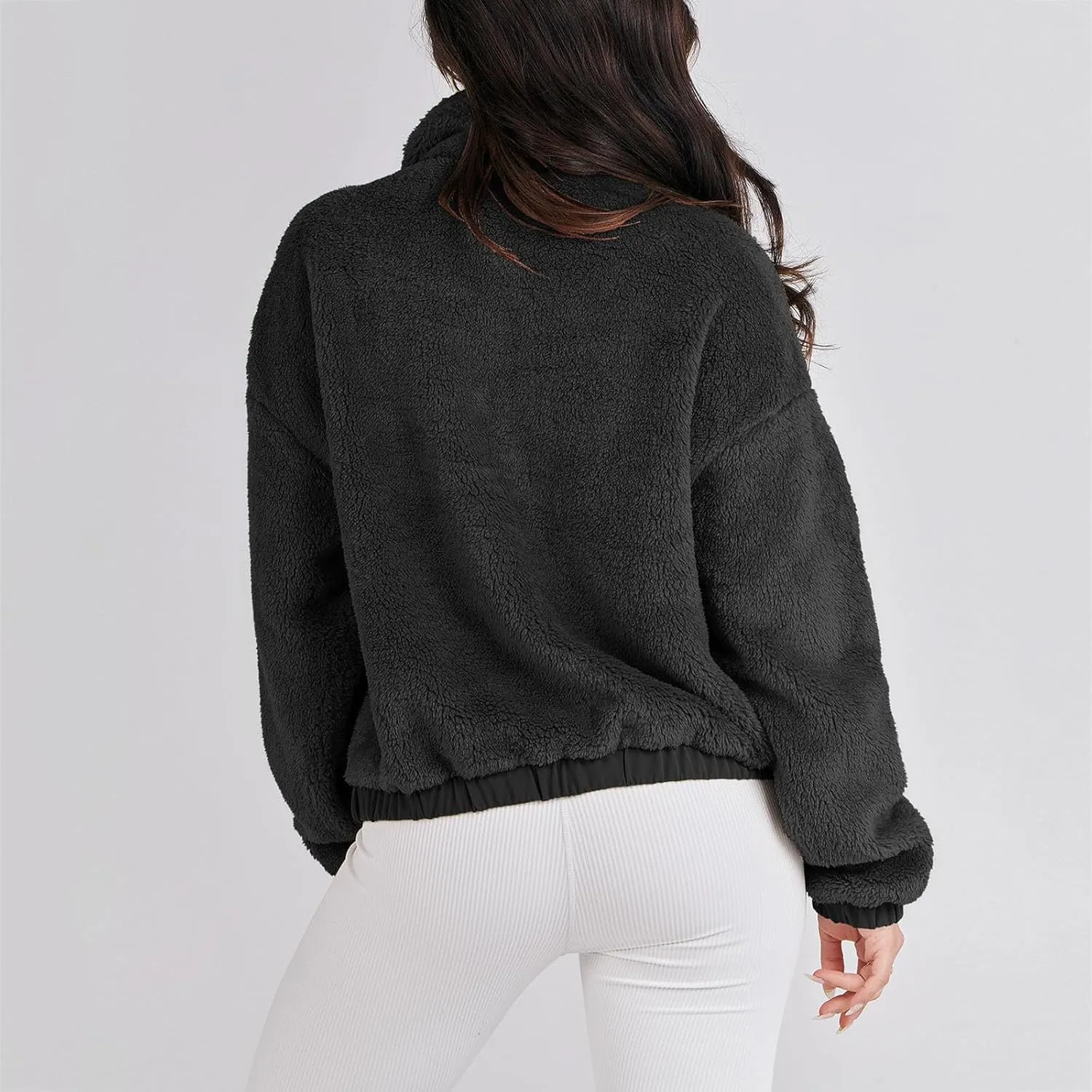 Womens Fleece Jacket 2024 Winter Fashionable Coat Long Sleeve with Full Zipper and Pocket Teddy Coats