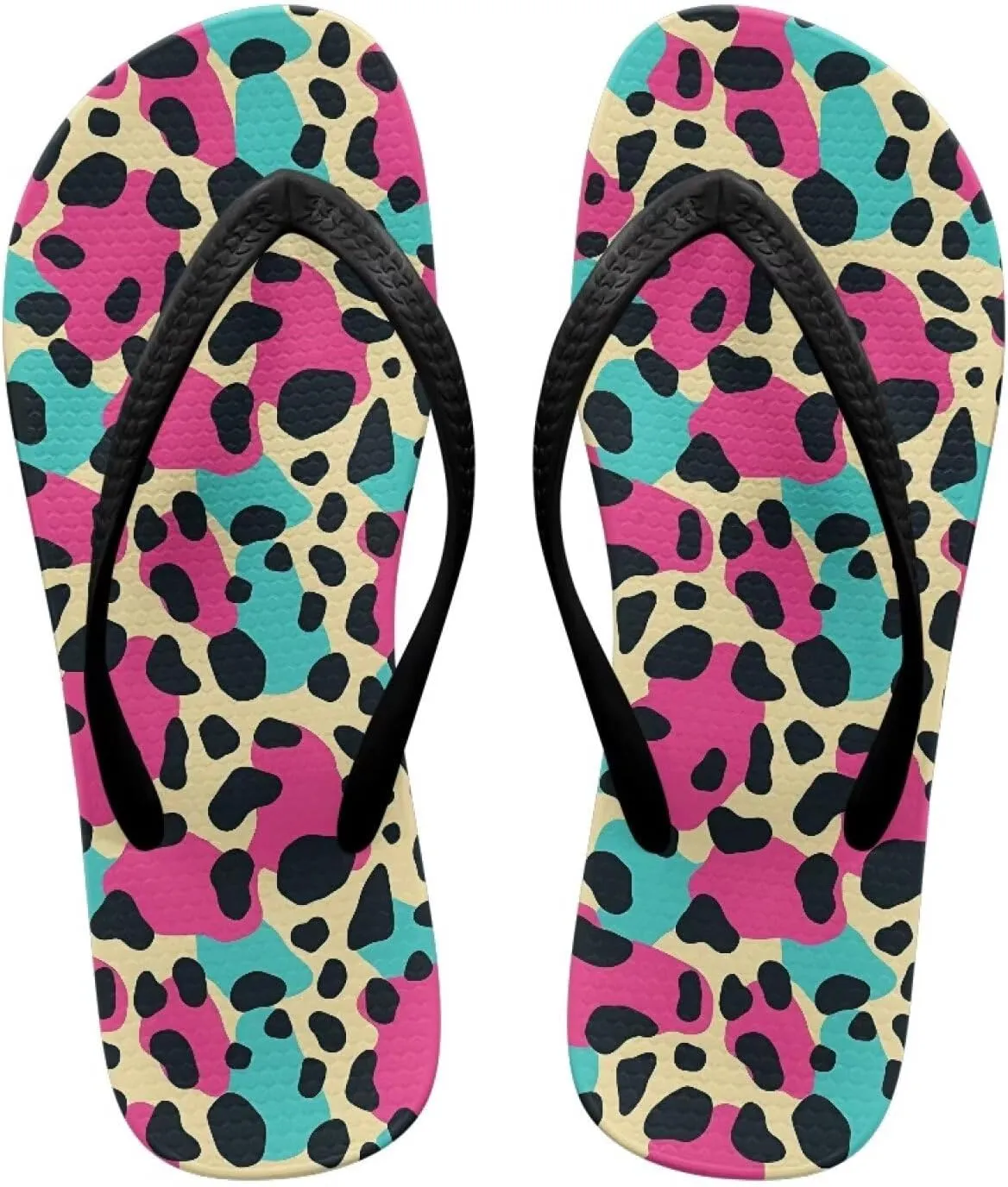 Women's Flip Flops Sandals Lightweight Soft Beach Pool Slippers Colorful Printed Slide Shoes SizeUS 5.5-9.5