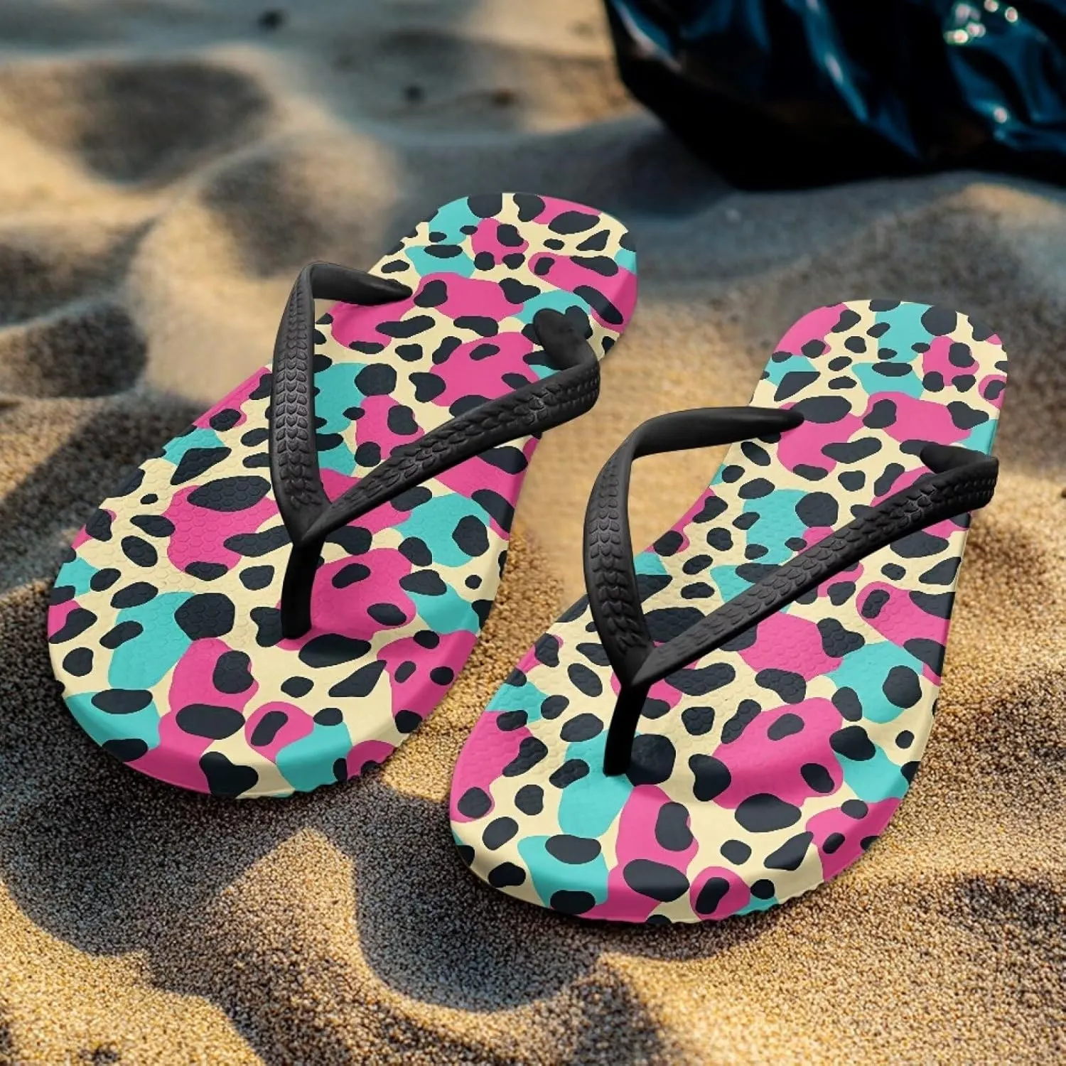 Women's Flip Flops Sandals Lightweight Soft Beach Pool Slippers Colorful Printed Slide Shoes SizeUS 5.5-9.5