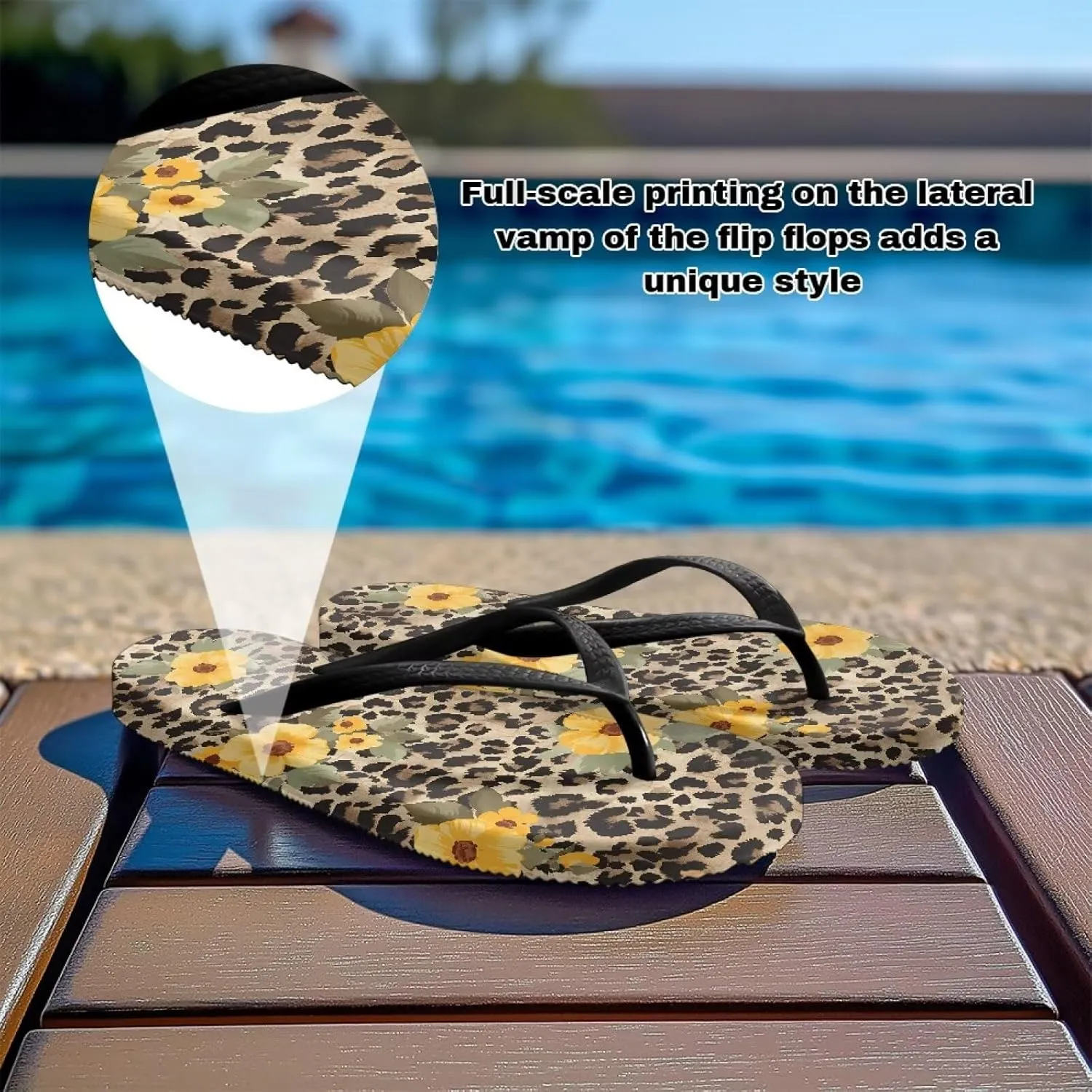 Women's Flip Flops Sandals Lightweight Soft Beach Pool Slippers Colorful Printed Slide Shoes SizeUS 5.5-9.5