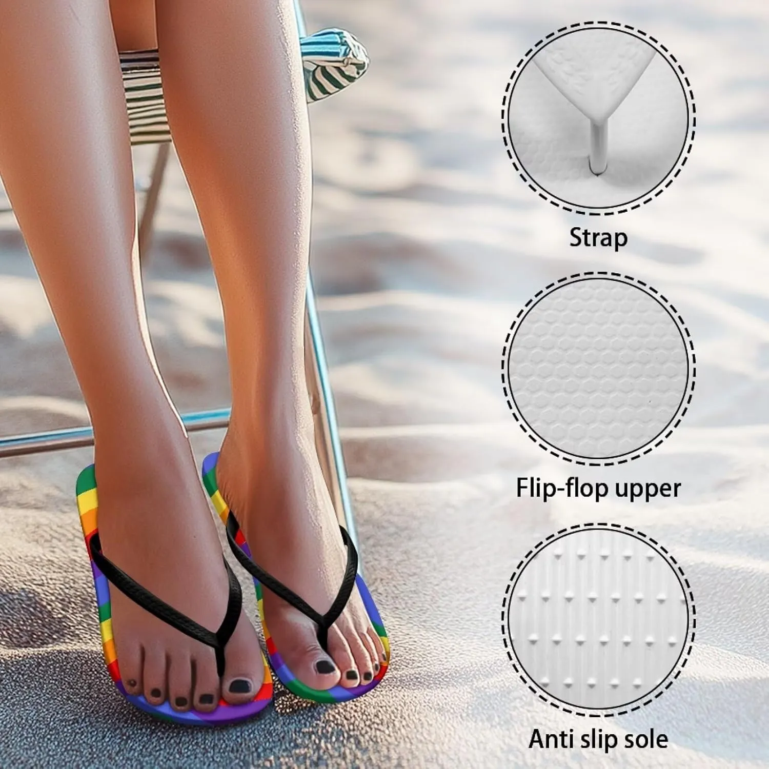 Women's Flip Flops Sandals Lightweight Soft Beach Pool Slippers Colorful Printed Slide Shoes SizeUS 5.5-9.5
