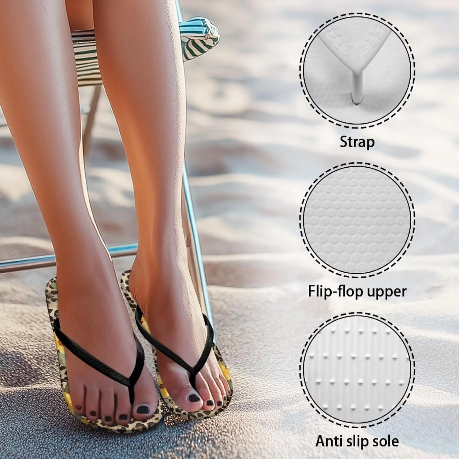 Women's Flip Flops Sandals Lightweight Soft Beach Pool Slippers Colorful Printed Slide Shoes SizeUS 5.5-9.5
