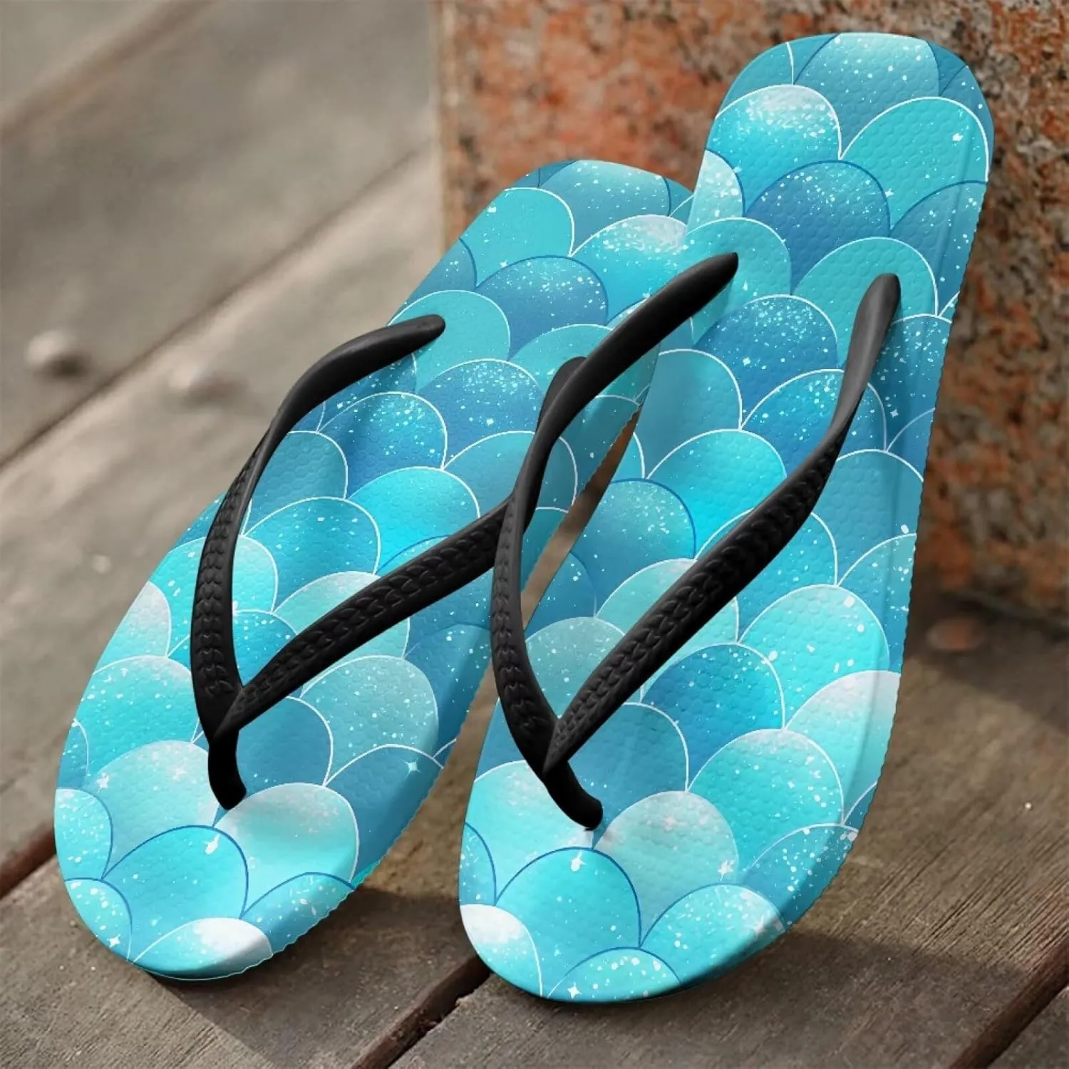 Women's Flip Flops Sandals Lightweight Soft Beach Pool Slippers Colorful Printed Slide Shoes SizeUS 5.5-9.5
