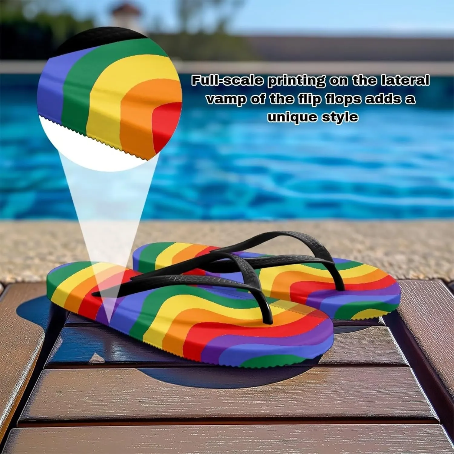 Women's Flip Flops Sandals Lightweight Soft Beach Pool Slippers Colorful Printed Slide Shoes SizeUS 5.5-9.5