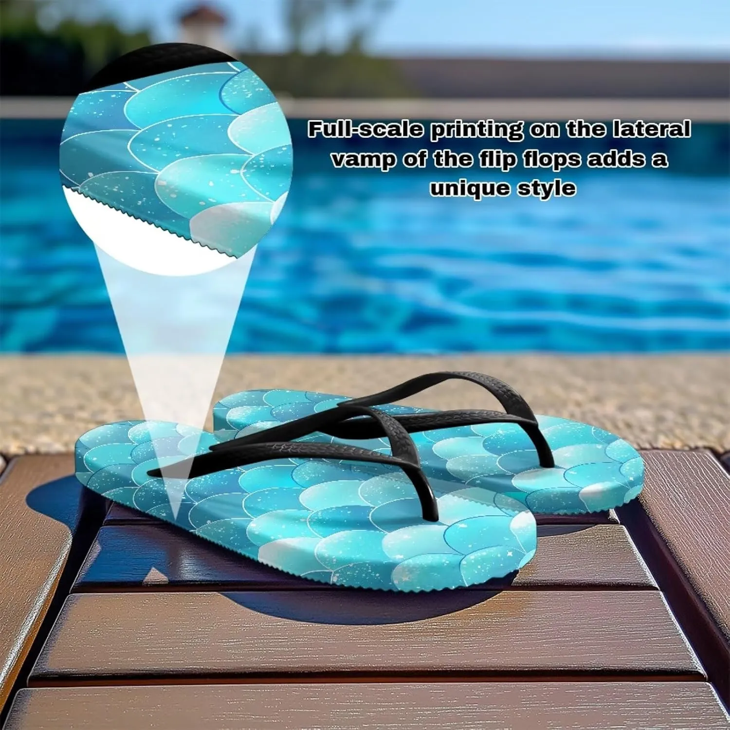 Women's Flip Flops Sandals Lightweight Soft Beach Pool Slippers Colorful Printed Slide Shoes SizeUS 5.5-9.5