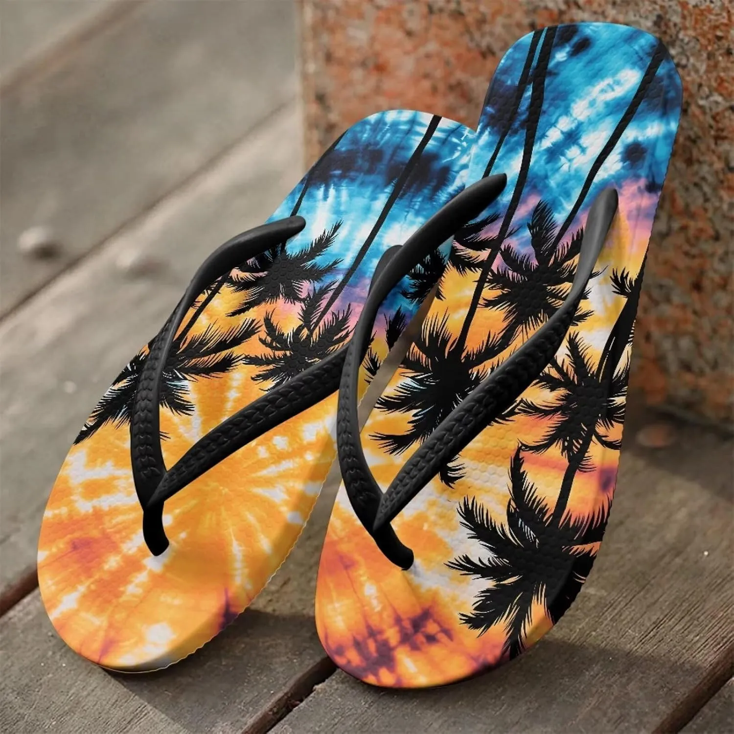 Women's Flip Flops Sandals Lightweight Soft Beach Pool Slippers Colorful Printed Slide Shoes SizeUS 5.5-9.5