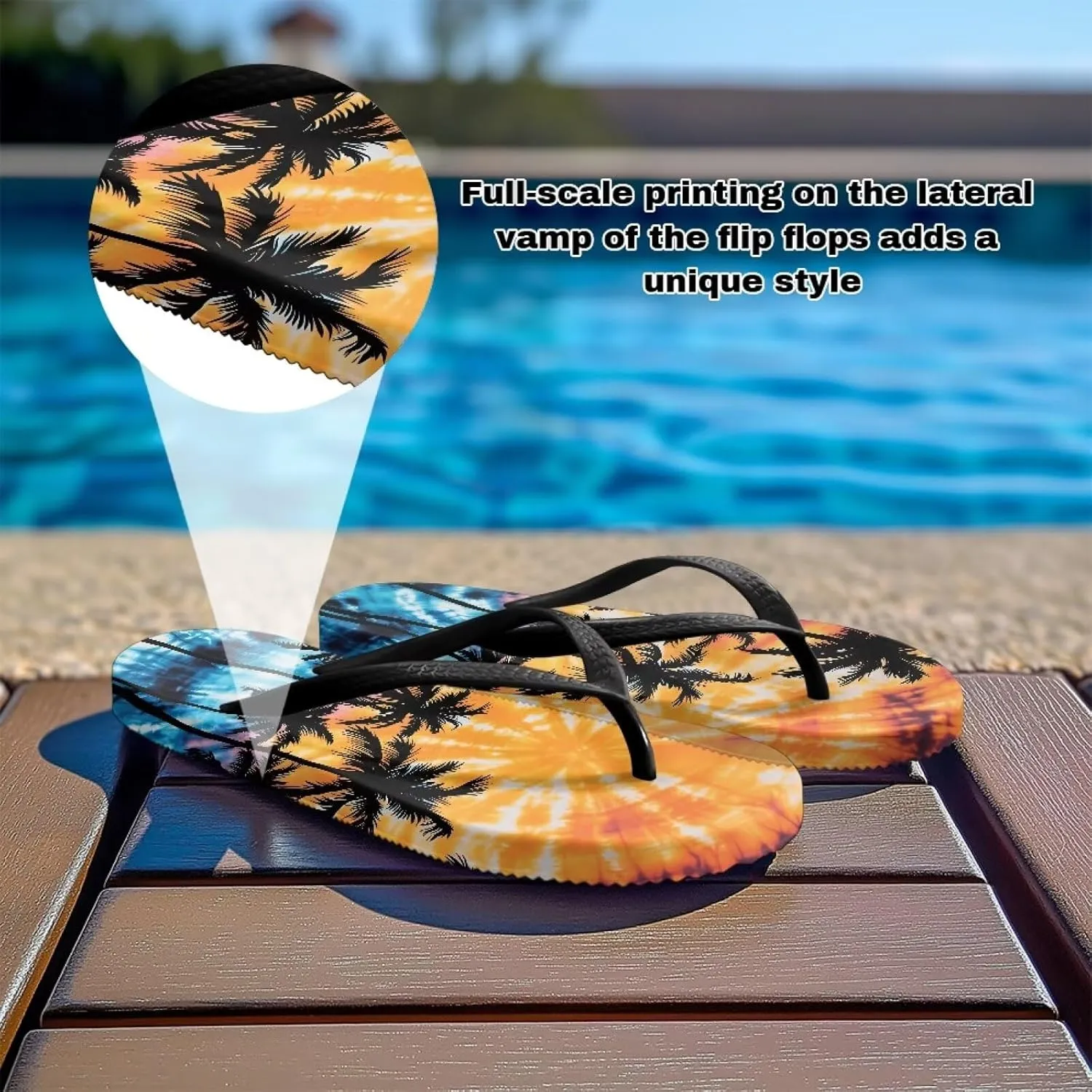 Women's Flip Flops Sandals Lightweight Soft Beach Pool Slippers Colorful Printed Slide Shoes SizeUS 5.5-9.5