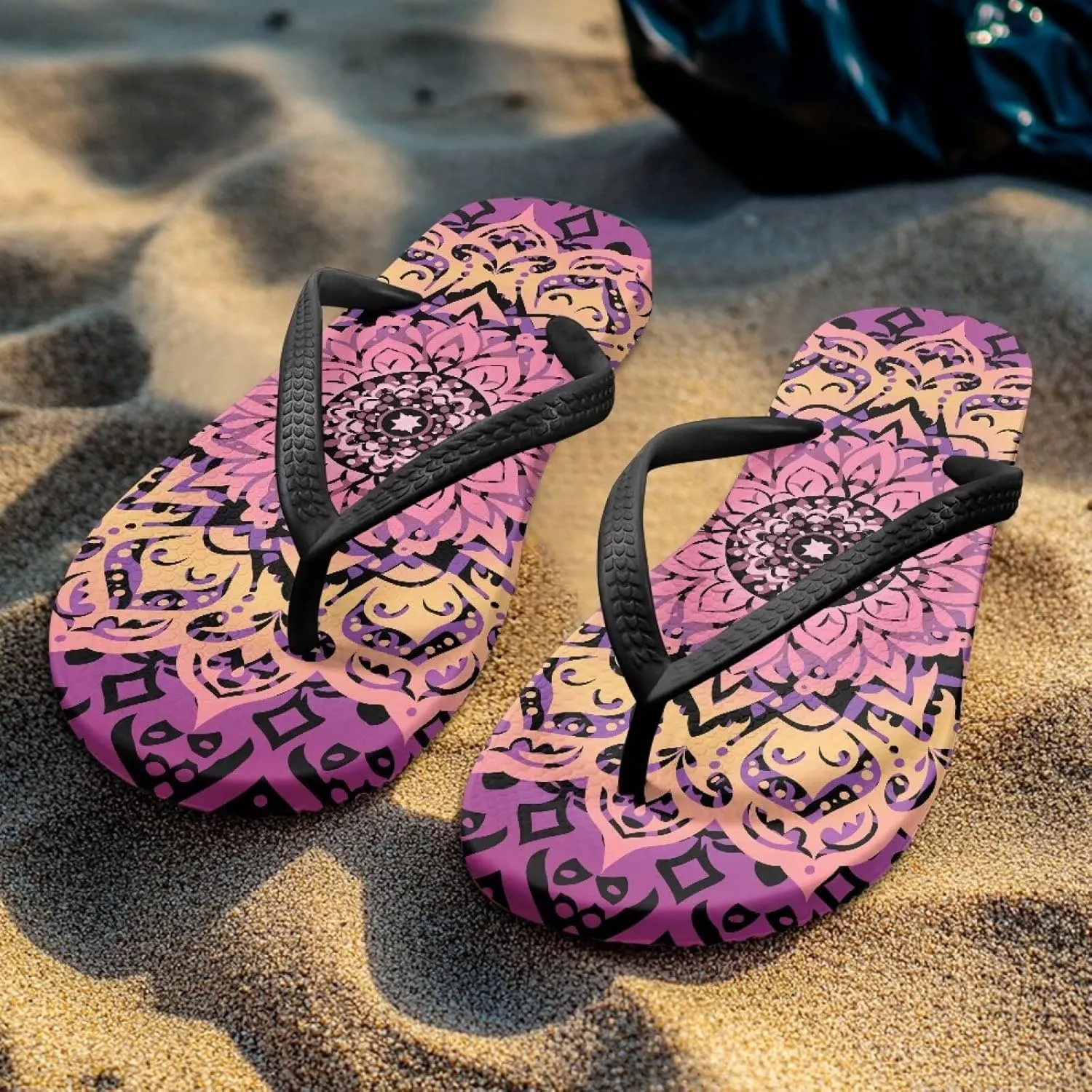 Women's Flip Flops Sandals Lightweight Soft Beach Pool Slippers Colorful Printed Slide Shoes SizeUS 5.5-9.5