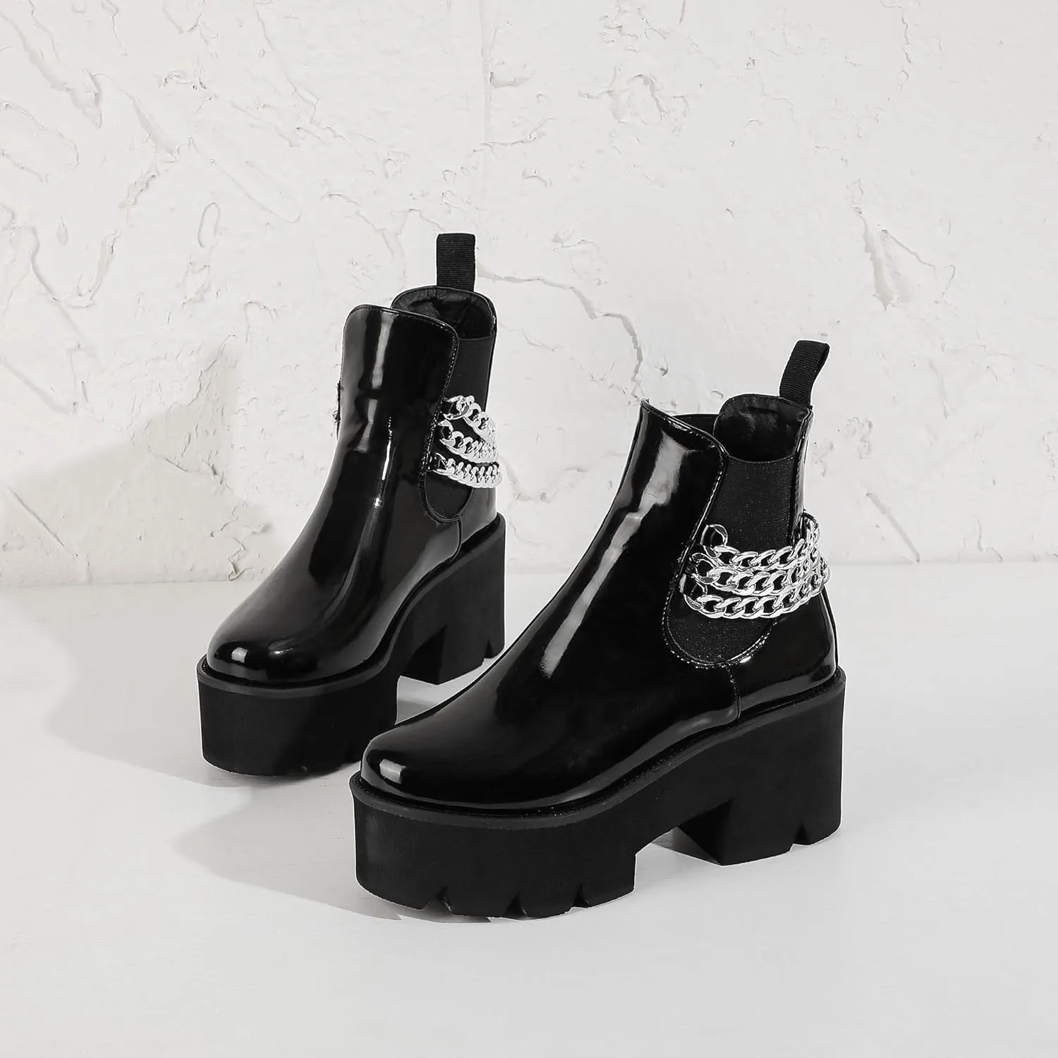 Women's Goth Platform Boots, Cosplay Gothic Combat Boots, Punk Chunky Block Ankle Booties Shoes