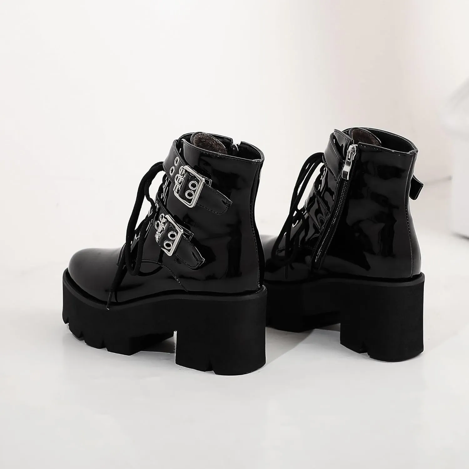 Women's Goth Platform Boots, Cosplay Gothic Combat Boots, Punk Chunky Block Ankle Booties Shoes
