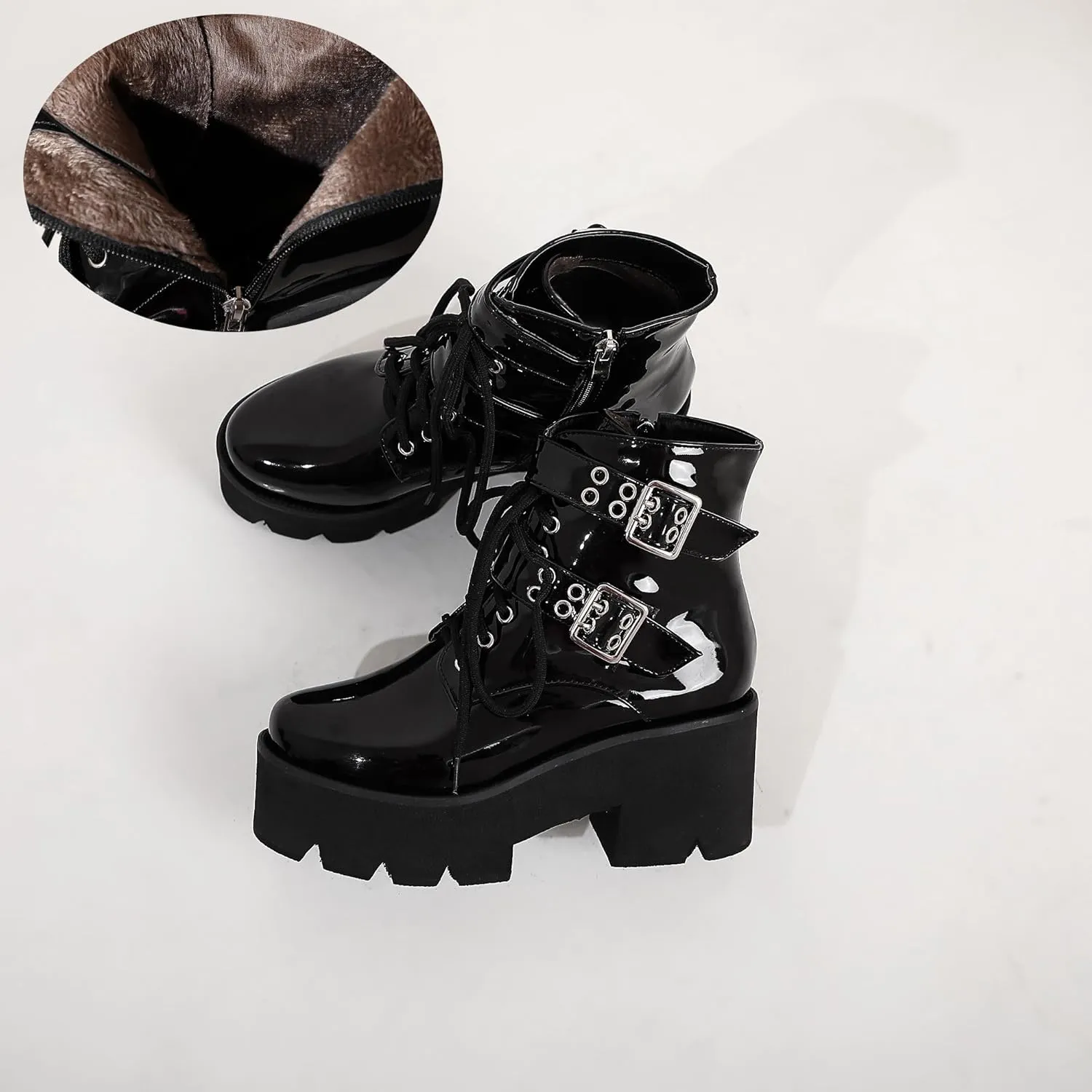 Women's Goth Platform Boots, Cosplay Gothic Combat Boots, Punk Chunky Block Ankle Booties Shoes