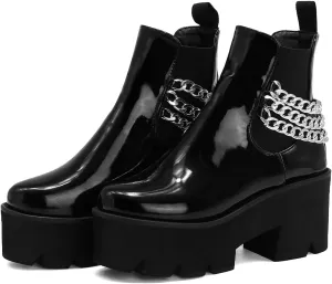 Women's Goth Platform Boots, Cosplay Gothic Combat Boots, Punk Chunky Block Ankle Booties Shoes