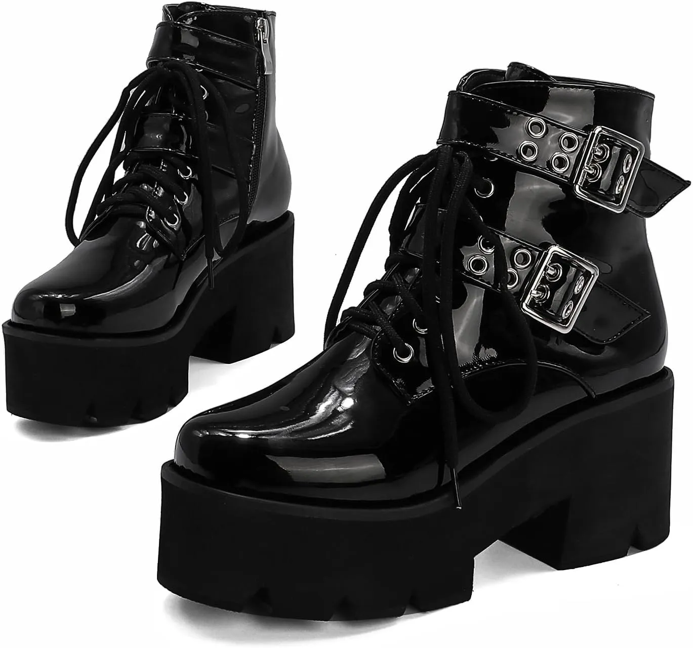 Women's Goth Platform Boots, Cosplay Gothic Combat Boots, Punk Chunky Block Ankle Booties Shoes