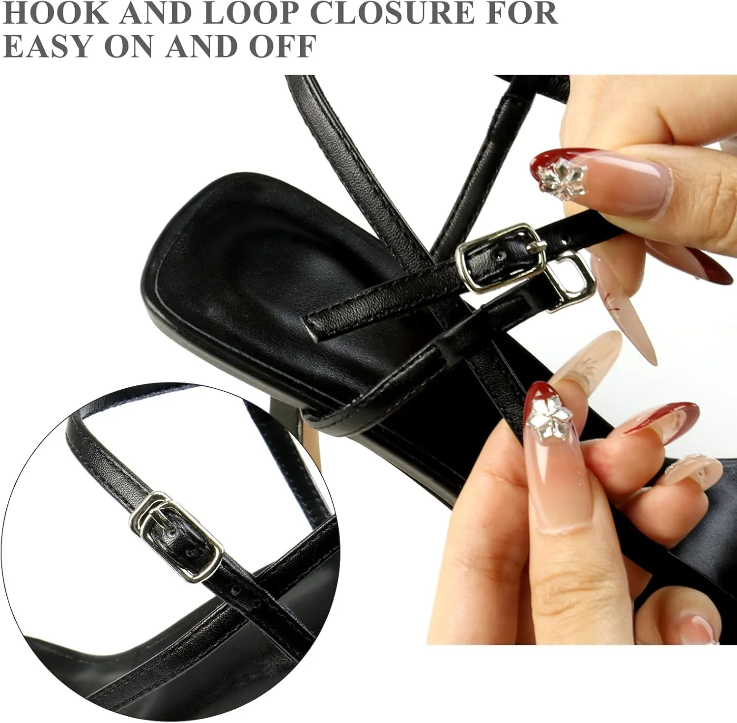 Women's Heeled Sandals Round Open Toe Strappy Slingback High Heels Ankle Strap Sandals