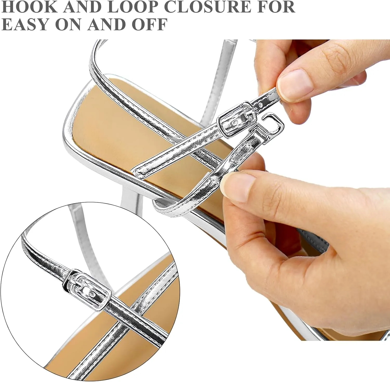 Women's Heeled Sandals Round Open Toe Strappy Slingback High Heels Ankle Strap Sandals
