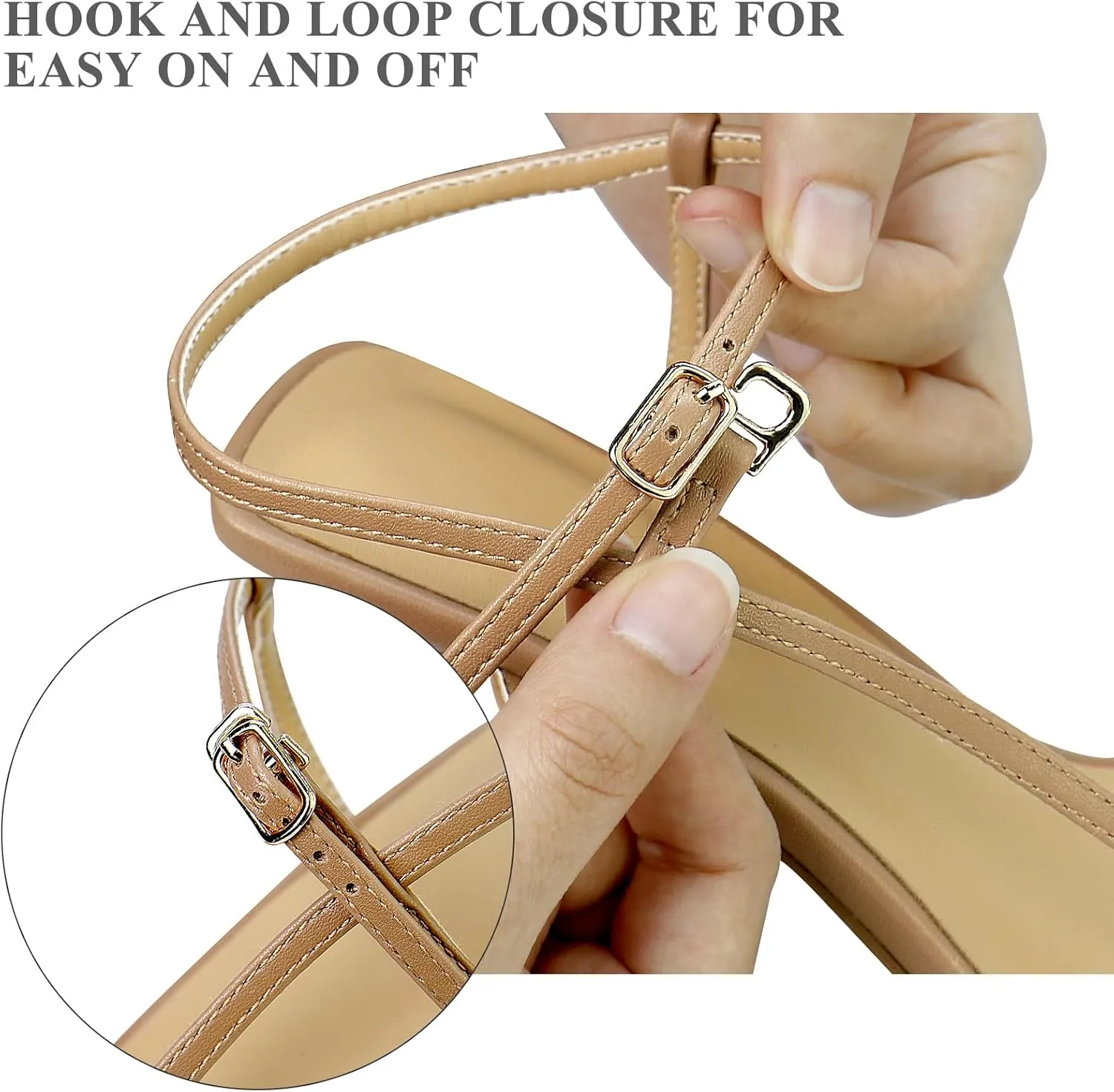 Women's Heeled Sandals Round Open Toe Strappy Slingback High Heels Ankle Strap Sandals
