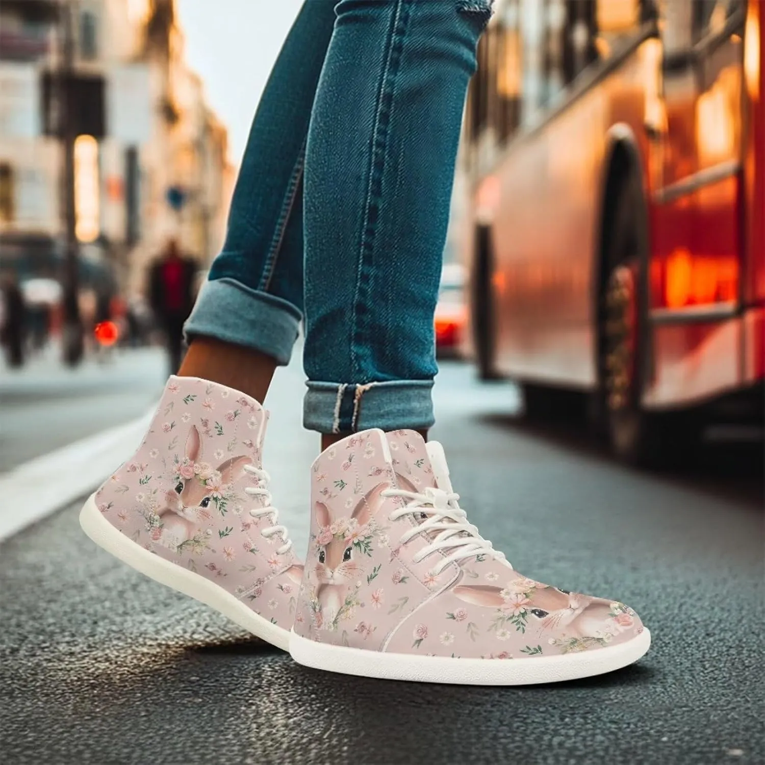 Womens High Top Barefoot Shoes Wide Toe Box Fashion Sneakers Comfortable Casual Walking Shoes Lightweight PU Leather Dress Shoes SizeUS 6-13.5