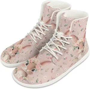 Womens High Top Barefoot Shoes Wide Toe Box Fashion Sneakers Comfortable Casual Walking Shoes Lightweight PU Leather Dress Shoes SizeUS 6-13.5
