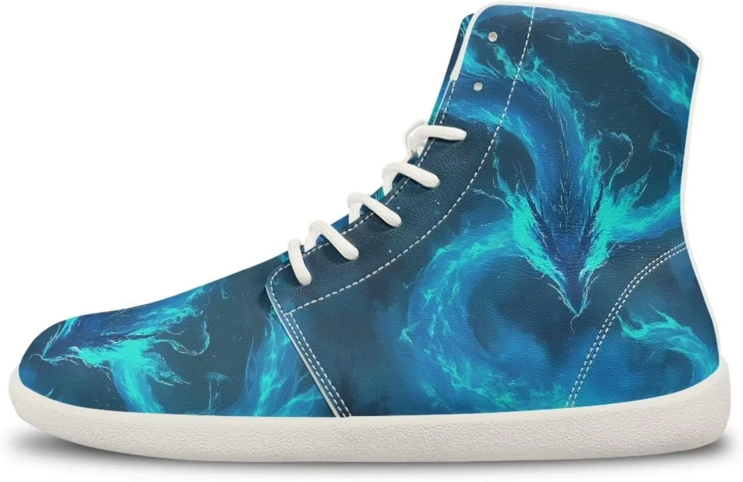 Womens High Top Barefoot Shoes Wide Toe Box Fashion Sneakers Comfortable Casual Walking Shoes Lightweight PU Leather Dress Shoes SizeUS 6-13.5