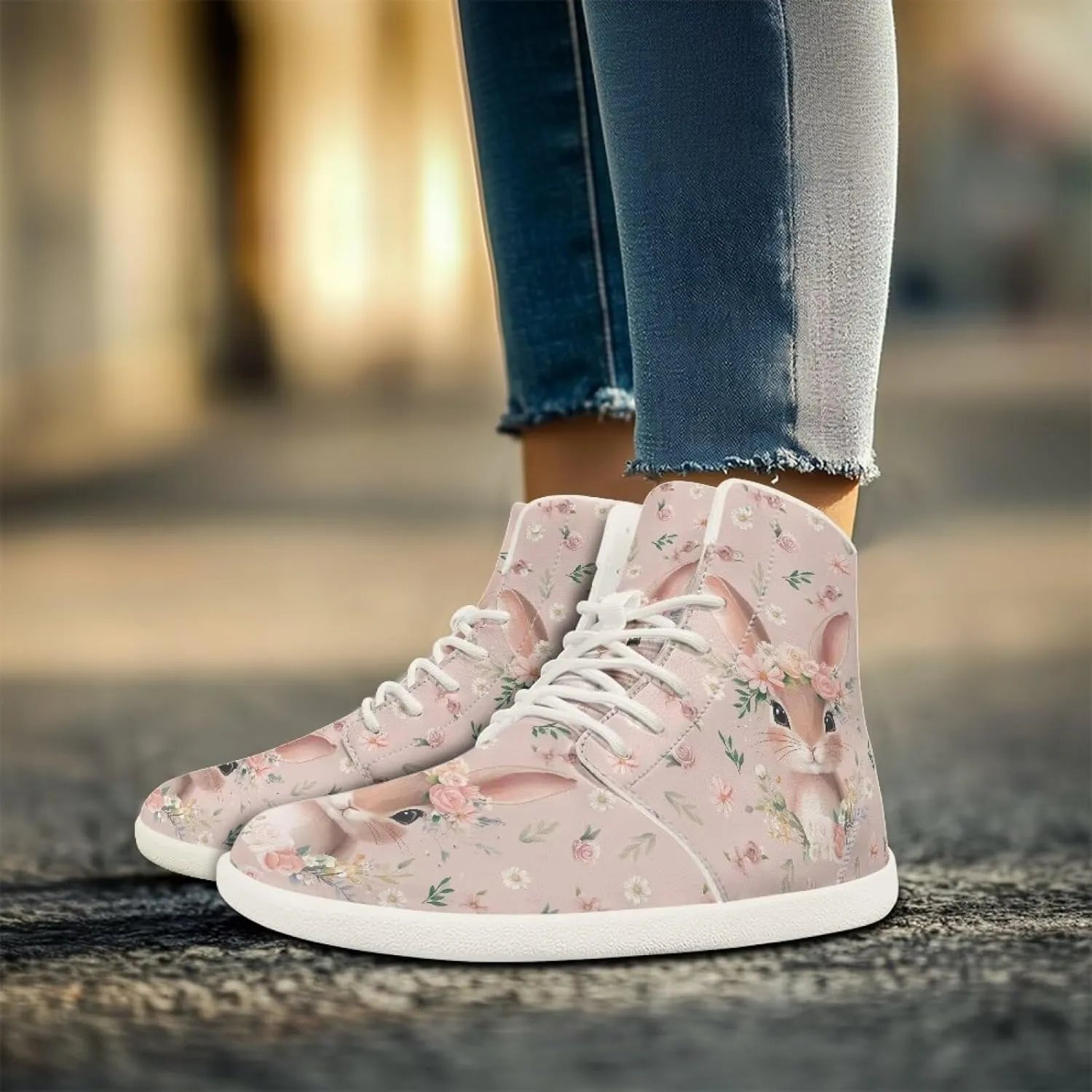 Womens High Top Barefoot Shoes Wide Toe Box Fashion Sneakers Comfortable Casual Walking Shoes Lightweight PU Leather Dress Shoes SizeUS 6-13.5