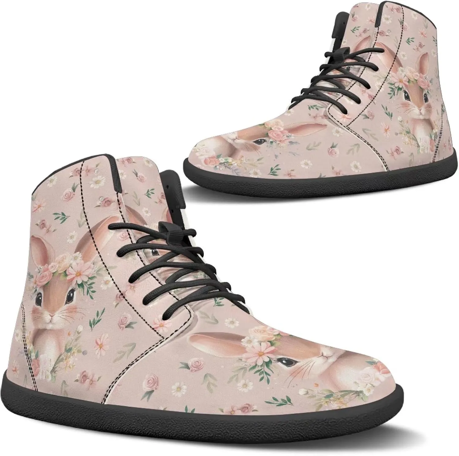 Women's High Top PU Leather Barefoot Shoes Wide Toe Box Fashion Sneakers Comfortable Casual Walking Shoes Lightweight Dress Shoes SizeUS 6-13.5