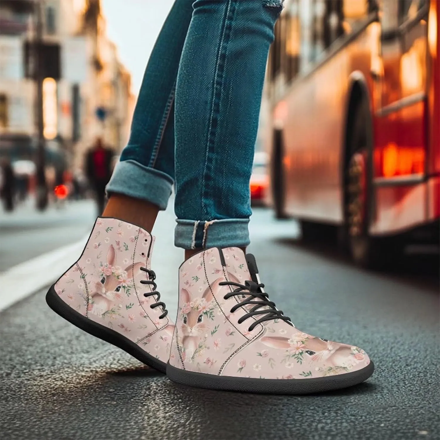 Women's High Top PU Leather Barefoot Shoes Wide Toe Box Fashion Sneakers Comfortable Casual Walking Shoes Lightweight Dress Shoes SizeUS 6-13.5