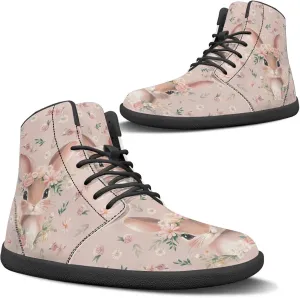 Women's High Top PU Leather Barefoot Shoes Wide Toe Box Fashion Sneakers Comfortable Casual Walking Shoes Lightweight Dress Shoes SizeUS 6-13.5