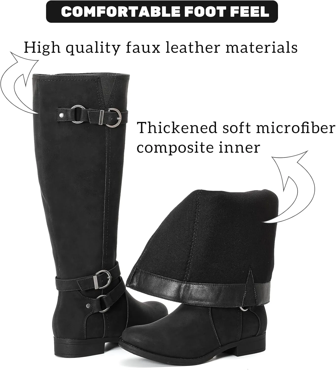 Women's Knee High Boots Classic Comfort Riding Combat Boot Round Toe Side Zipper Long Tall Fall Winter Boots for Women.