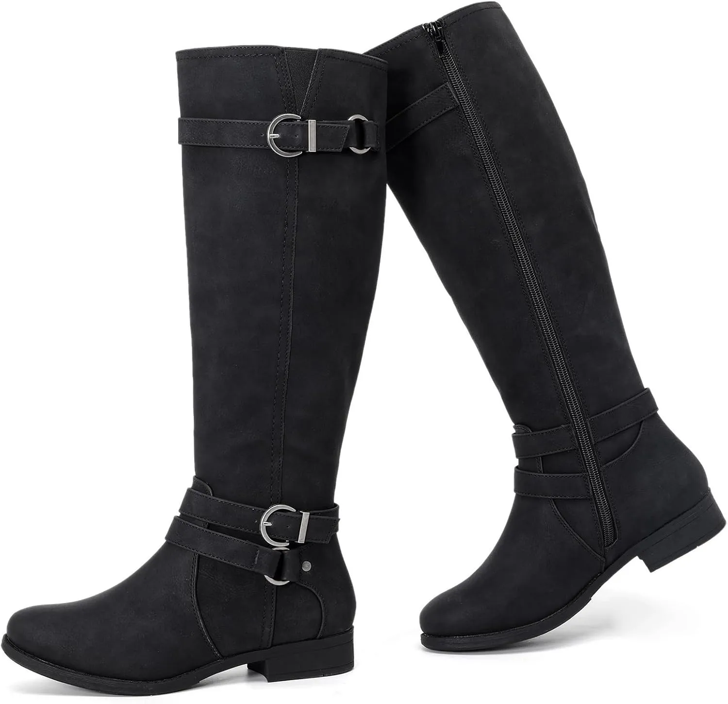Women's Knee High Boots Classic Comfort Riding Combat Boot Round Toe Side Zipper Long Tall Fall Winter Boots for Women.