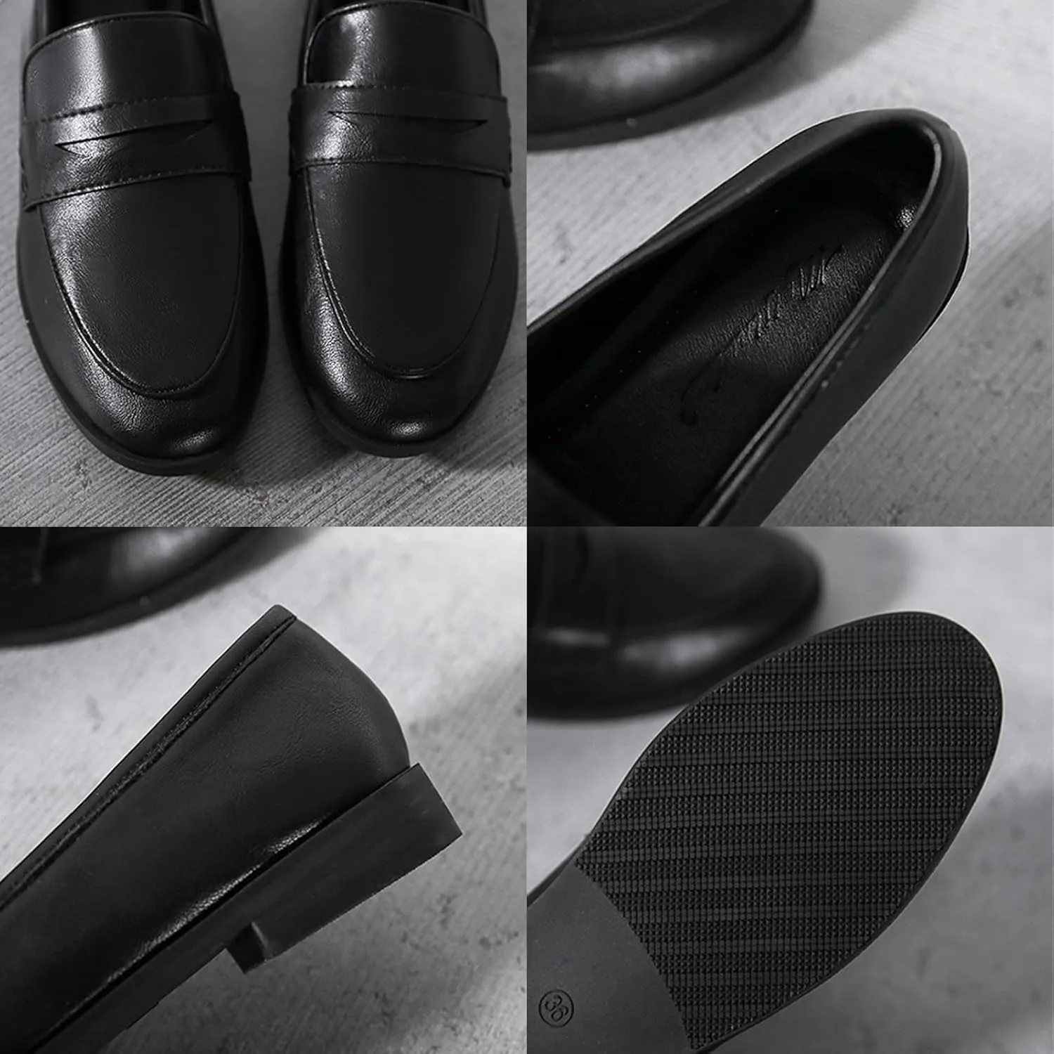Women's Leather Flat Penny Loafers Slip On Casual Comfort Moccasin Walking Shoes Driving Office Work Dressy Shoes
