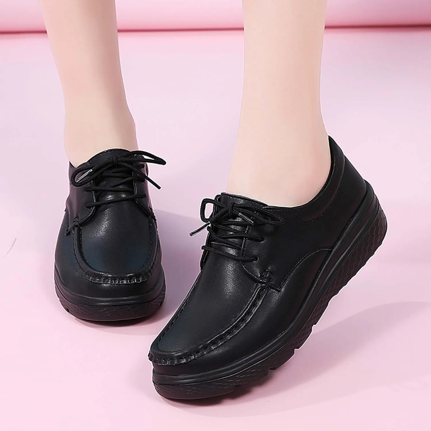 Women's Lightweight Nursing Shoes Comfortable Leather Loafers