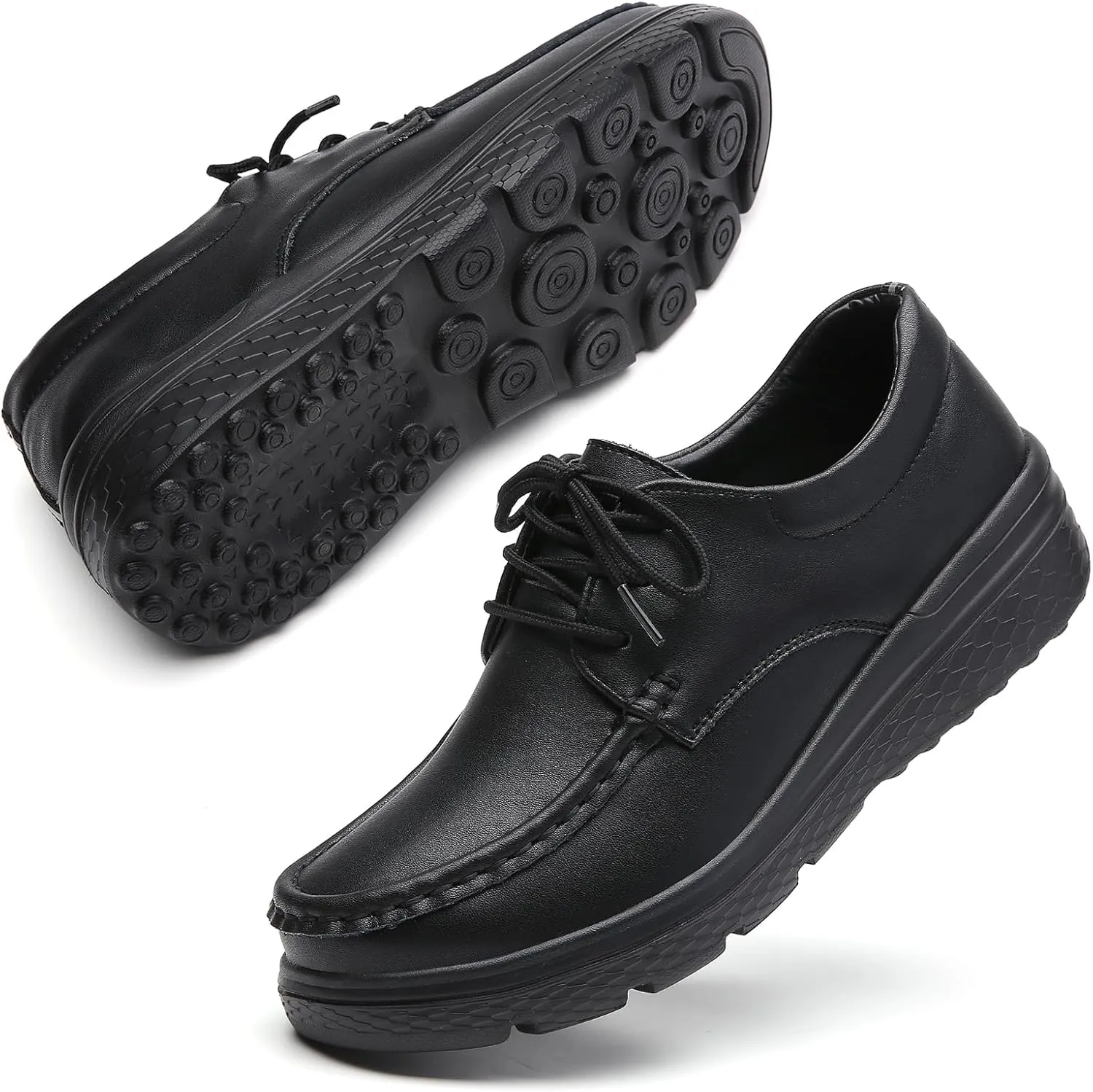 Women's Lightweight Nursing Shoes Comfortable Leather Loafers