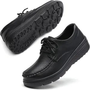 Women's Lightweight Nursing Shoes Comfortable Leather Loafers
