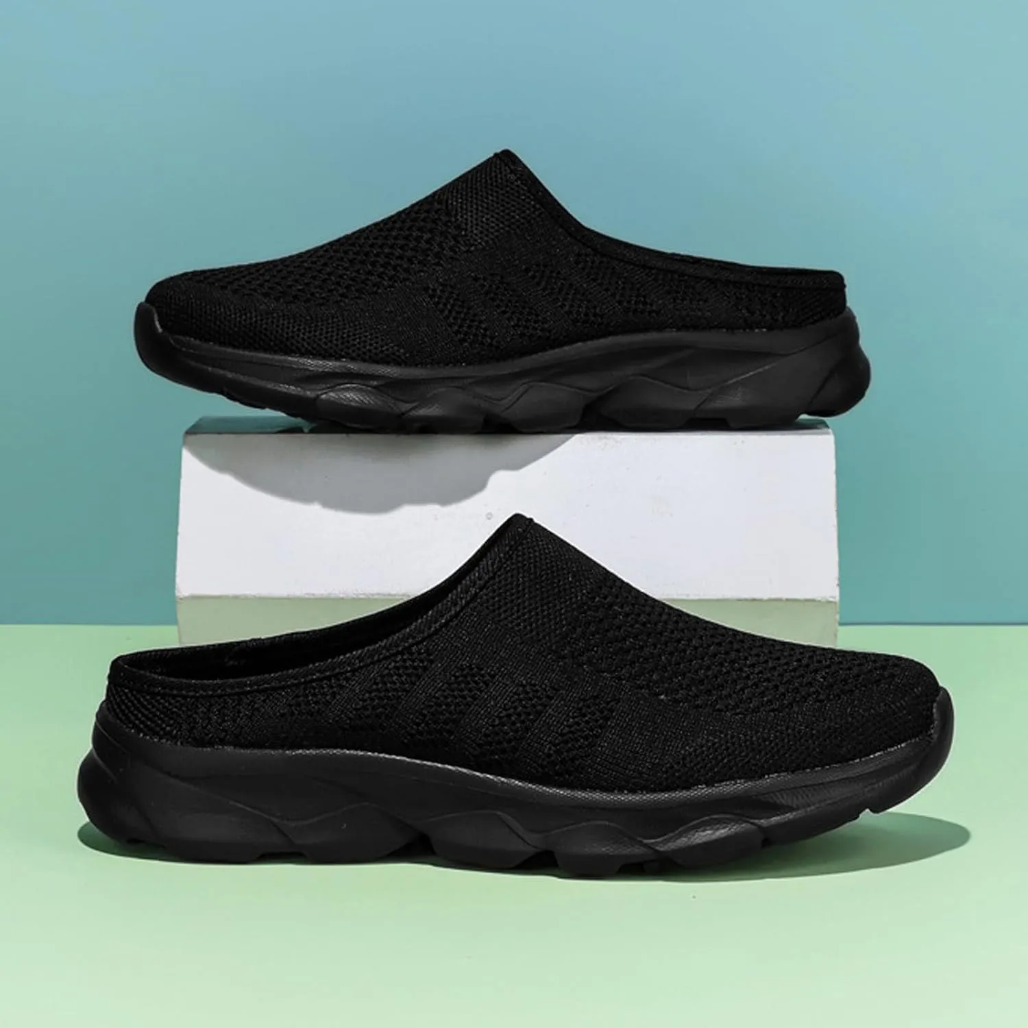 Women's Mesh Anti-Slip Orthopedic Mules Culgs Breathable Comfortable Summer Round Closed Toe Slip-on Stretch Soft Sole Hollow Out Casual Slippers for Walking Party Outdoor