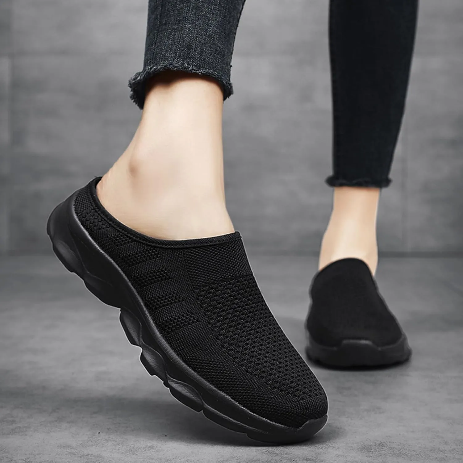 Women's Mesh Anti-Slip Orthopedic Mules Culgs Breathable Comfortable Summer Round Closed Toe Slip-on Stretch Soft Sole Hollow Out Casual Slippers for Walking Party Outdoor