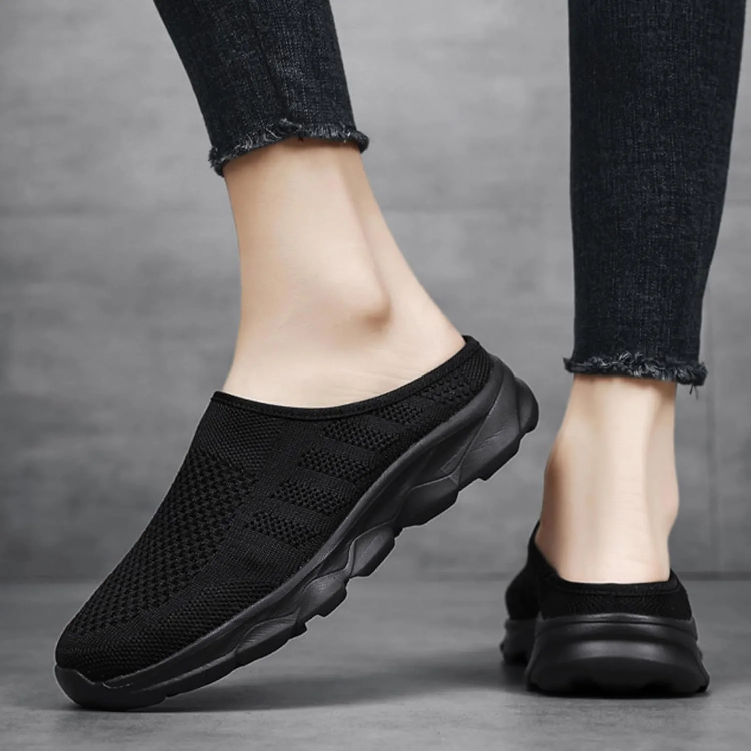Women's Mesh Anti-Slip Orthopedic Mules Culgs Breathable Comfortable Summer Round Closed Toe Slip-on Stretch Soft Sole Hollow Out Casual Slippers for Walking Party Outdoor