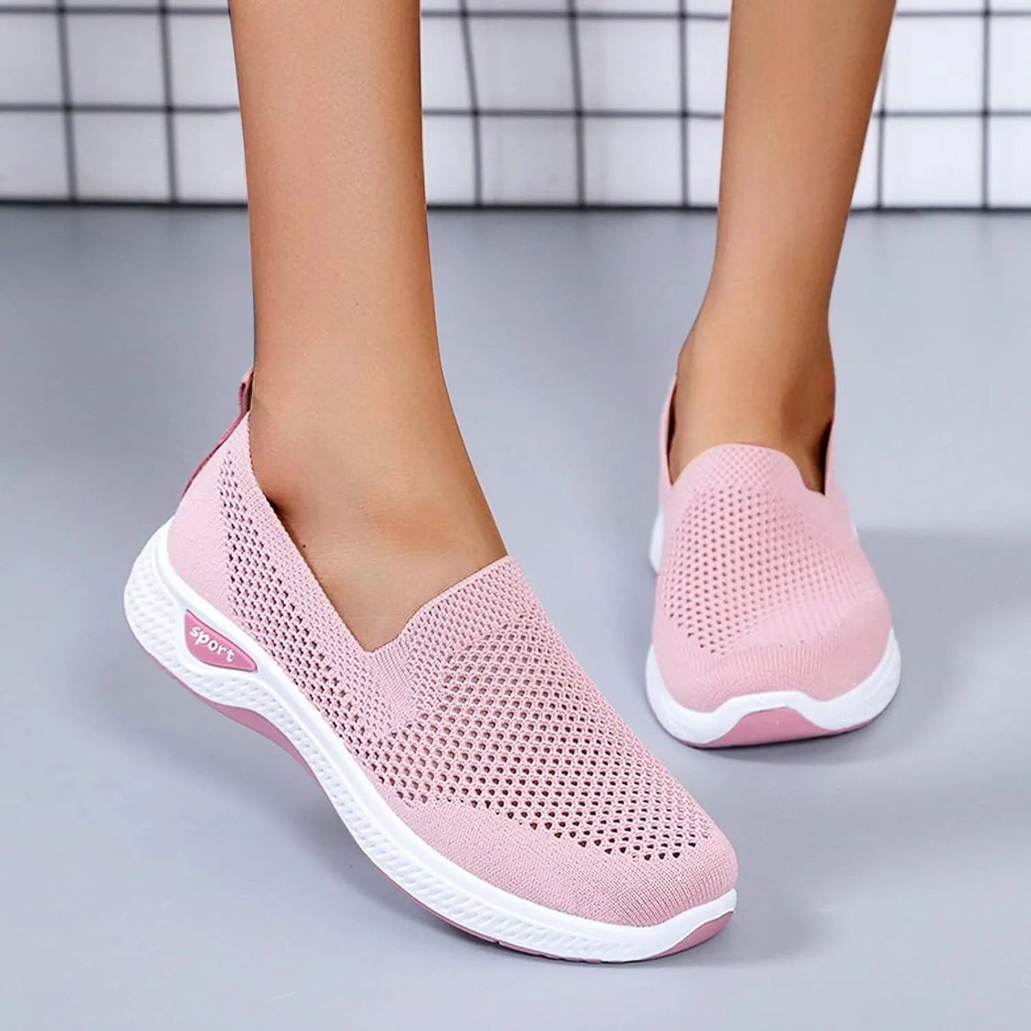 Womens Non Slip Slip On Shoes Casual Walking Sneakers Lightweight Canvas Comfortable Flat Fashion Loafers