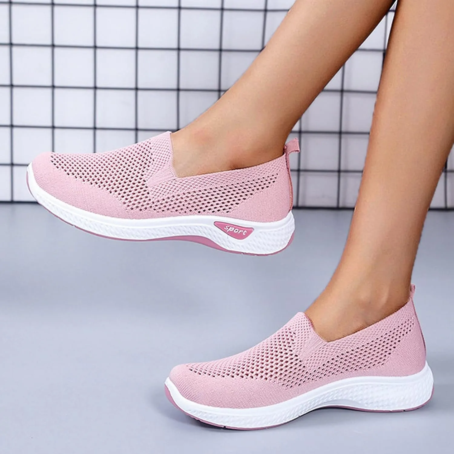 Womens Non Slip Slip On Shoes Casual Walking Sneakers Lightweight Canvas Comfortable Flat Fashion Loafers