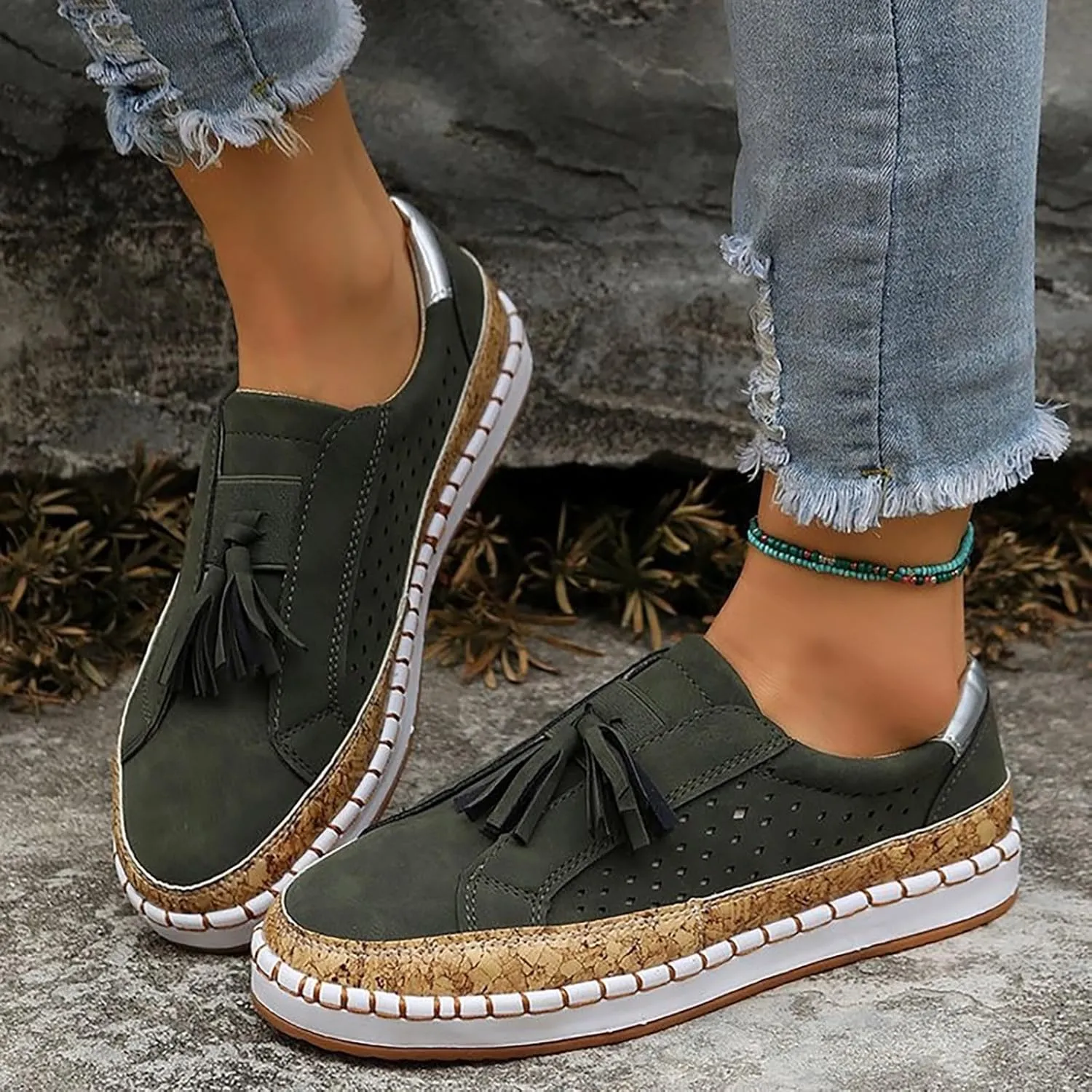 Womens Orthopedic Diabetic Walking Sneakers Slip On Shoes with Arch Support Comfortable Casual Loafers Plantar Fasciitis Relief Foot Pain