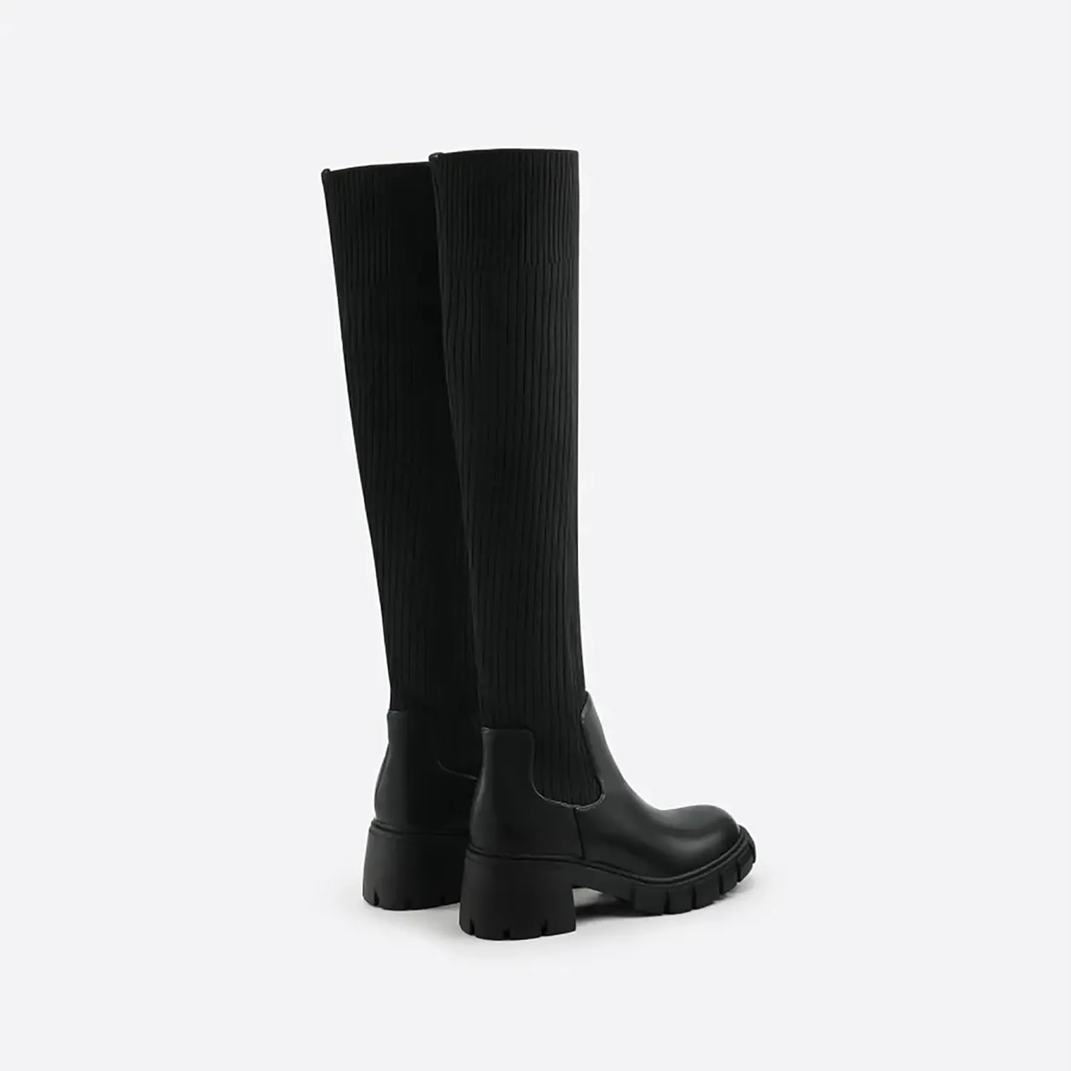 Womens Over Knee Boots Thigh High Stretch Knitted Socks Chunky Block Heel Boots